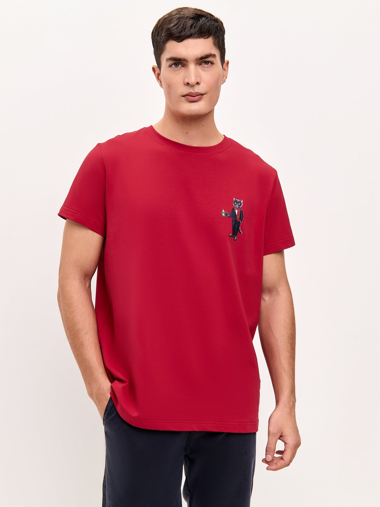 Red Printed T-shirt NEW YEAR CAT