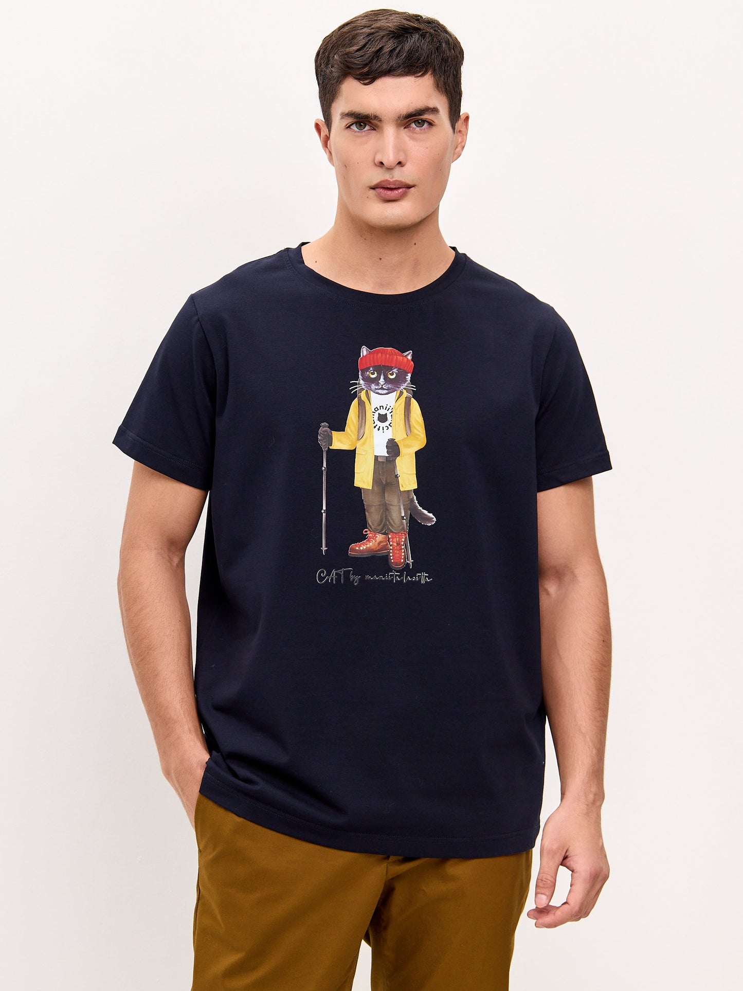 Blue Printed T-shirt TRAVEL CAT