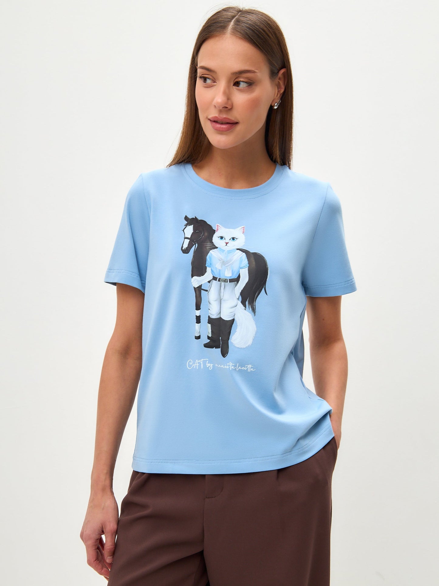 Blue Printed T-shirt RIDER CAT