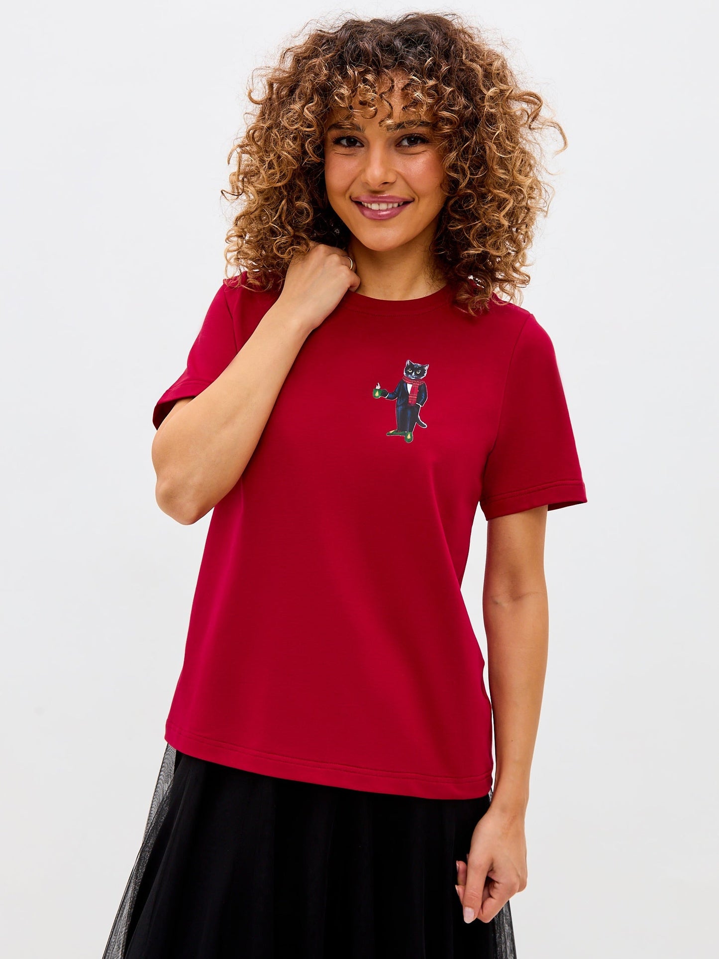 Red Printed T-shirt NEW YEAR CAT