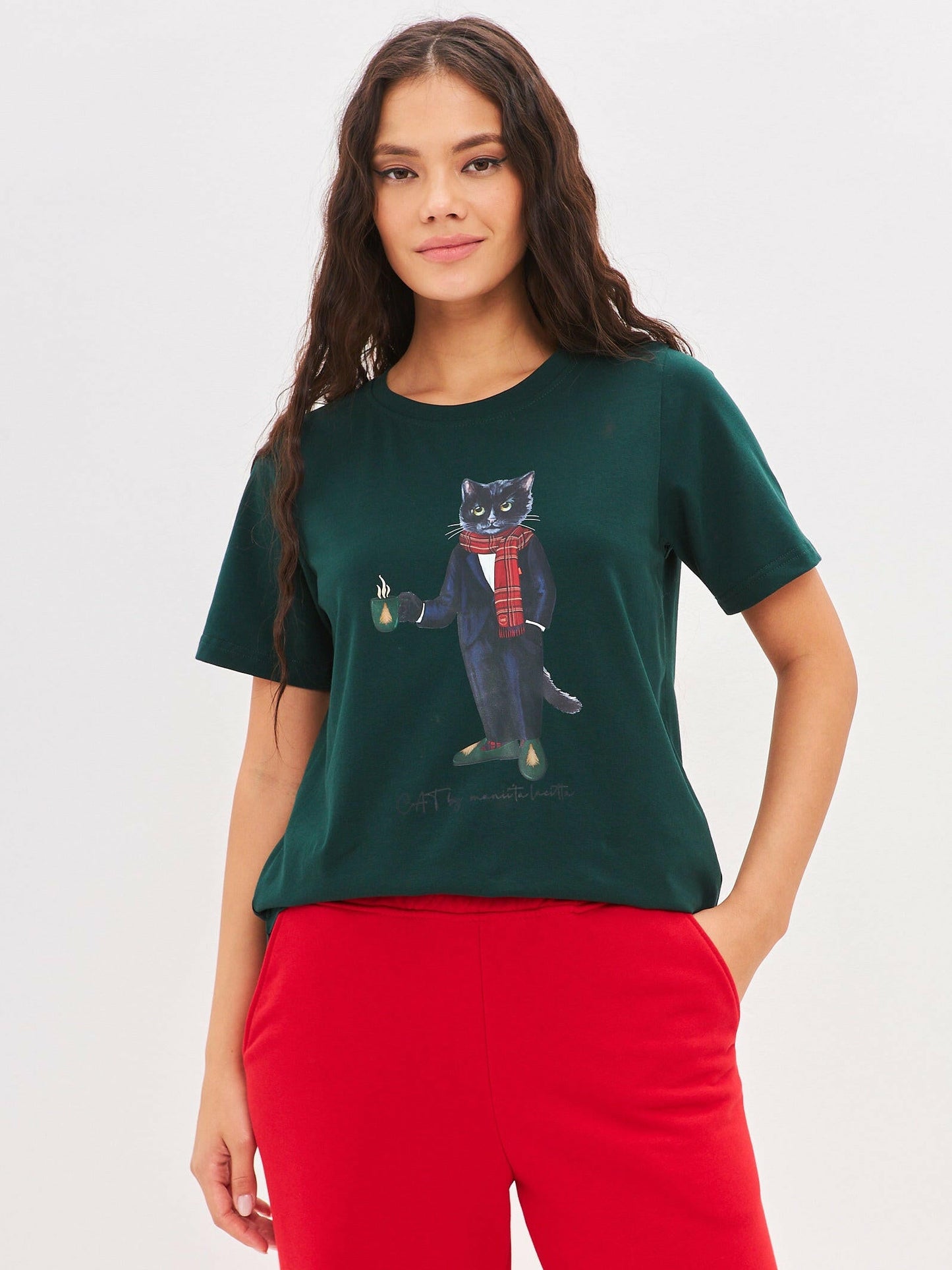 Printed T-shirt NEW YEAR CAT  Maniita Lacitta.