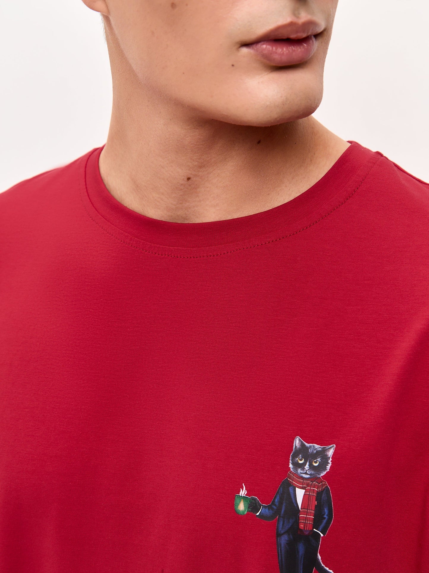 Red Printed T-shirt NEW YEAR CAT