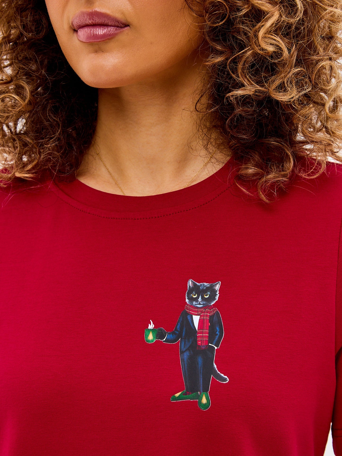 Red Printed T-shirt NEW YEAR CAT