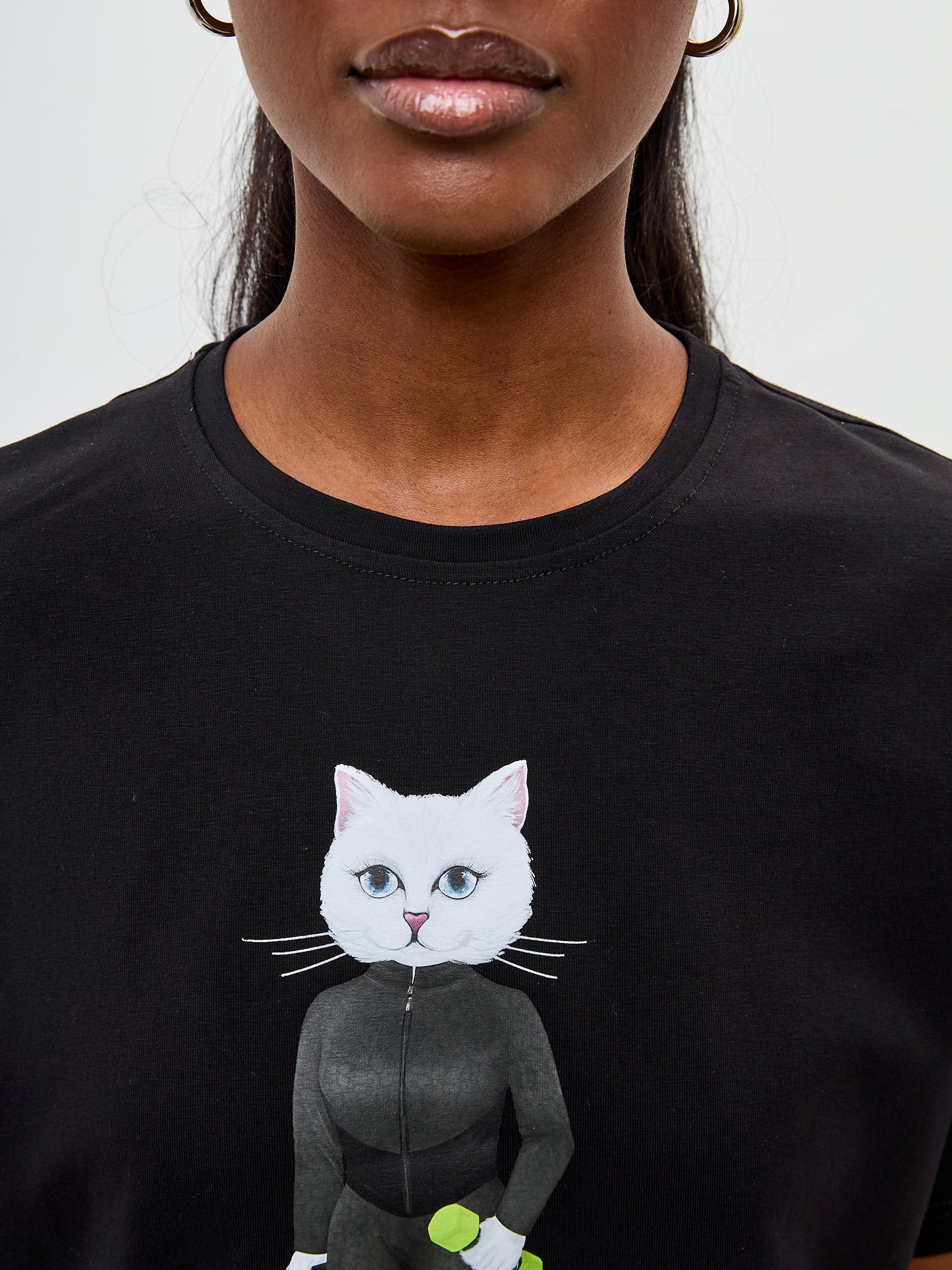 Black Printed short oversized T-shirt SPORT CAT