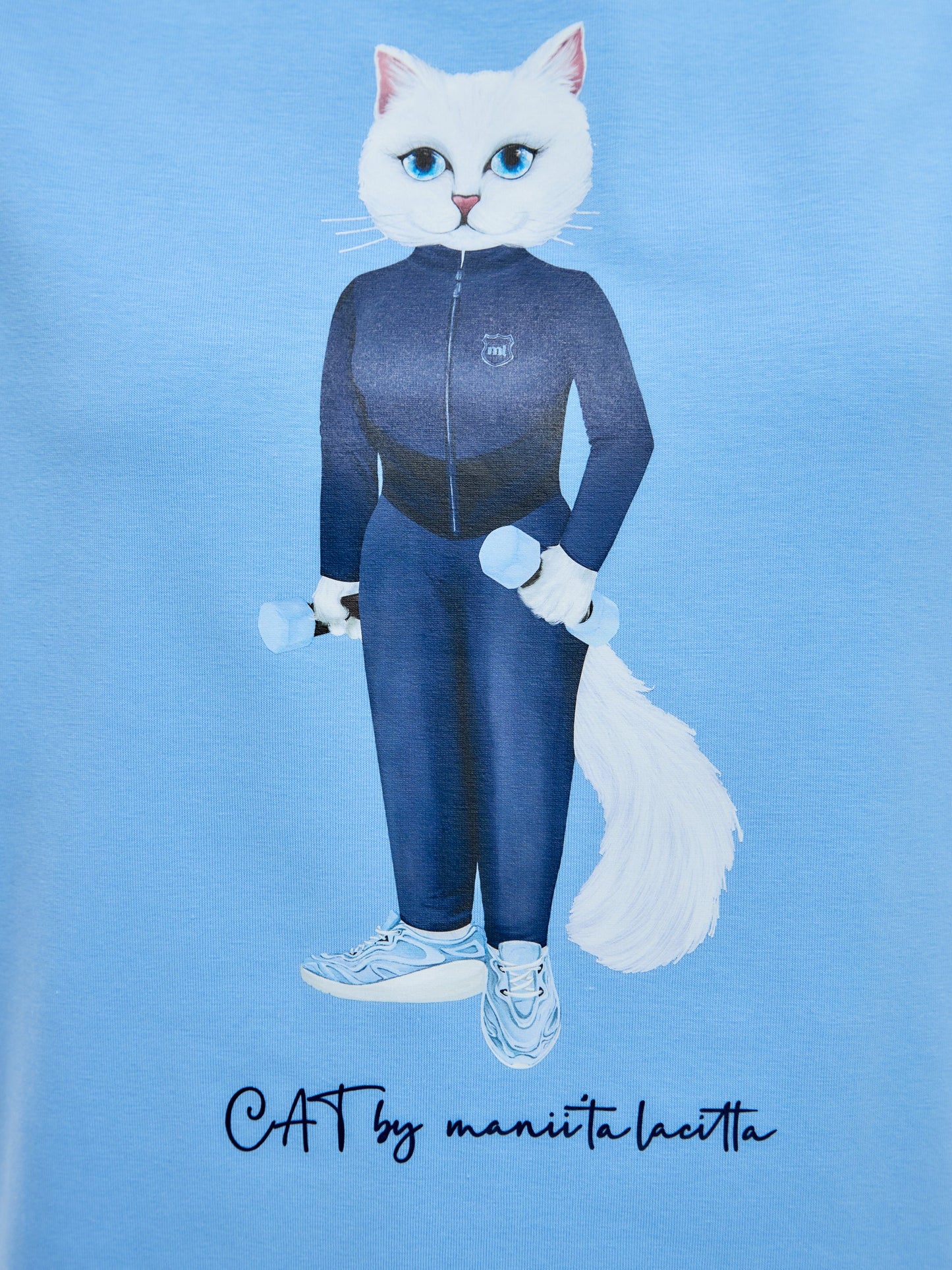 Blue Printed T-shirt SPORT WHITE CAT