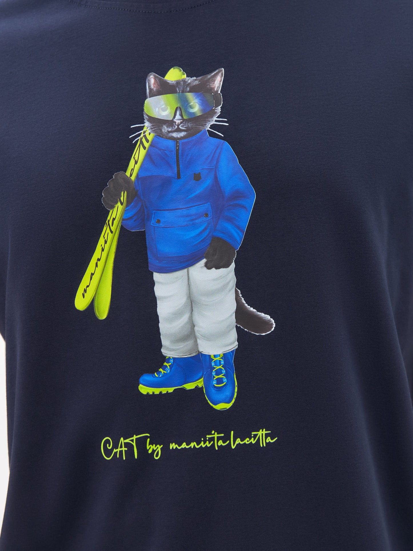 Blue Printed T-shirt SKI CAT