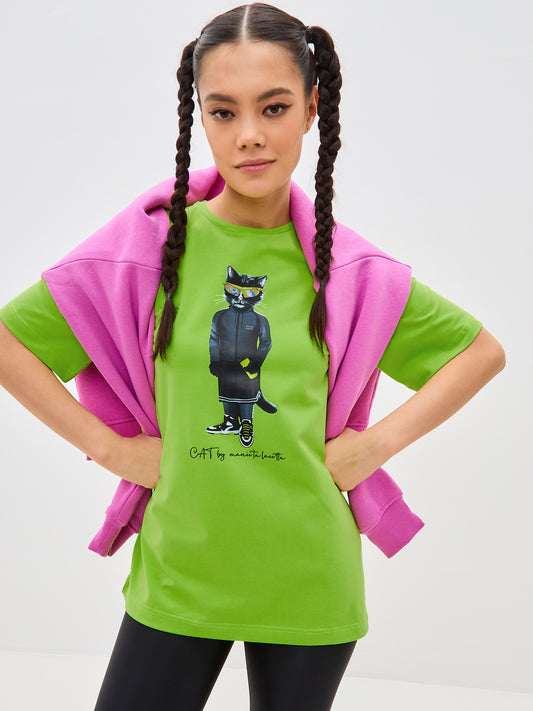 Green Printed t-shirt SPORT CAT