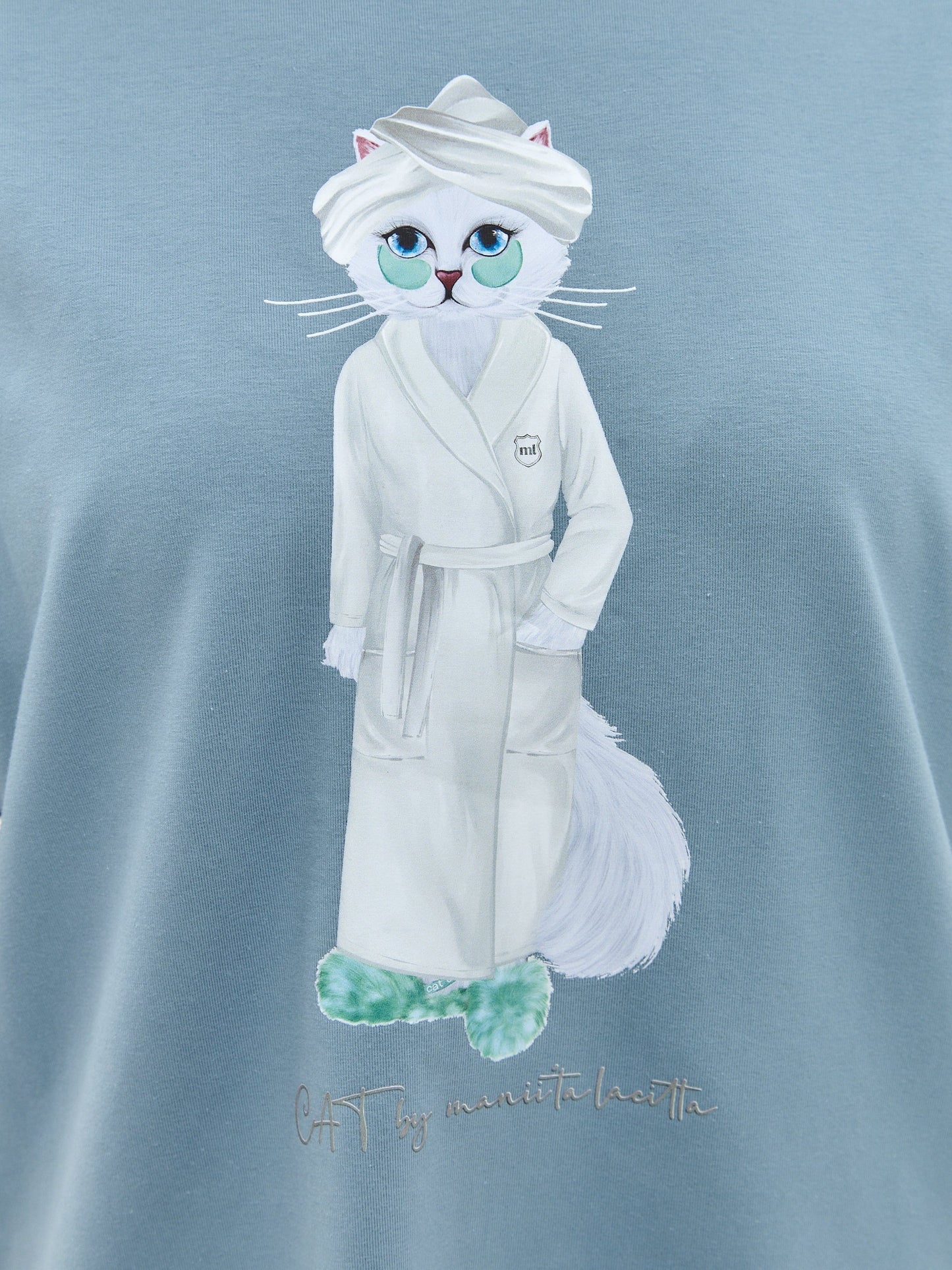 Blue Printed oversized T-shirt SPA CAT