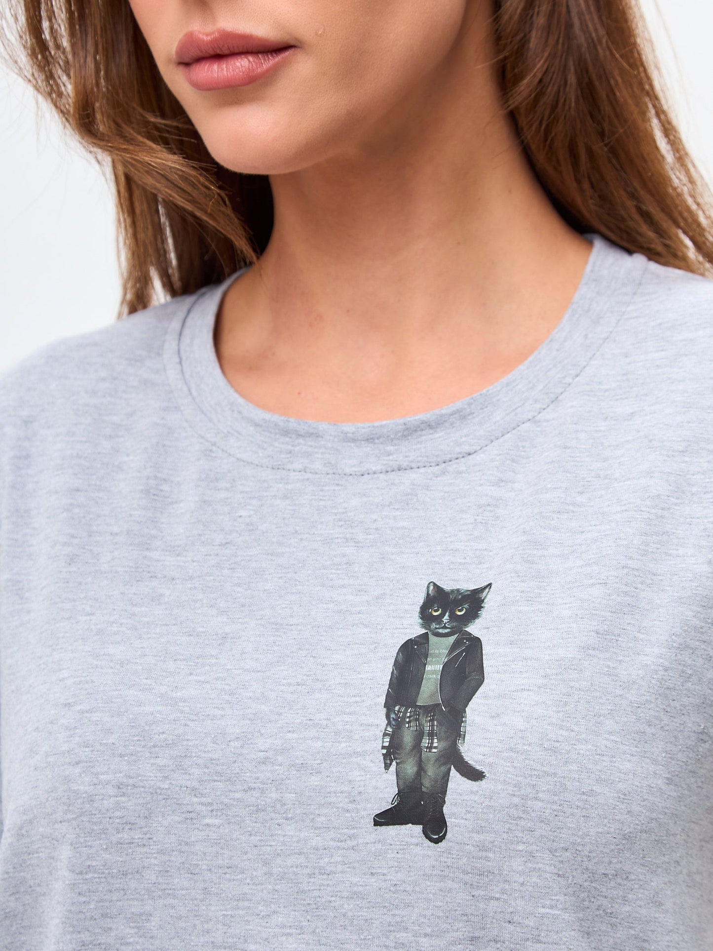 Grey Printed T-shirt ROCKER CAT