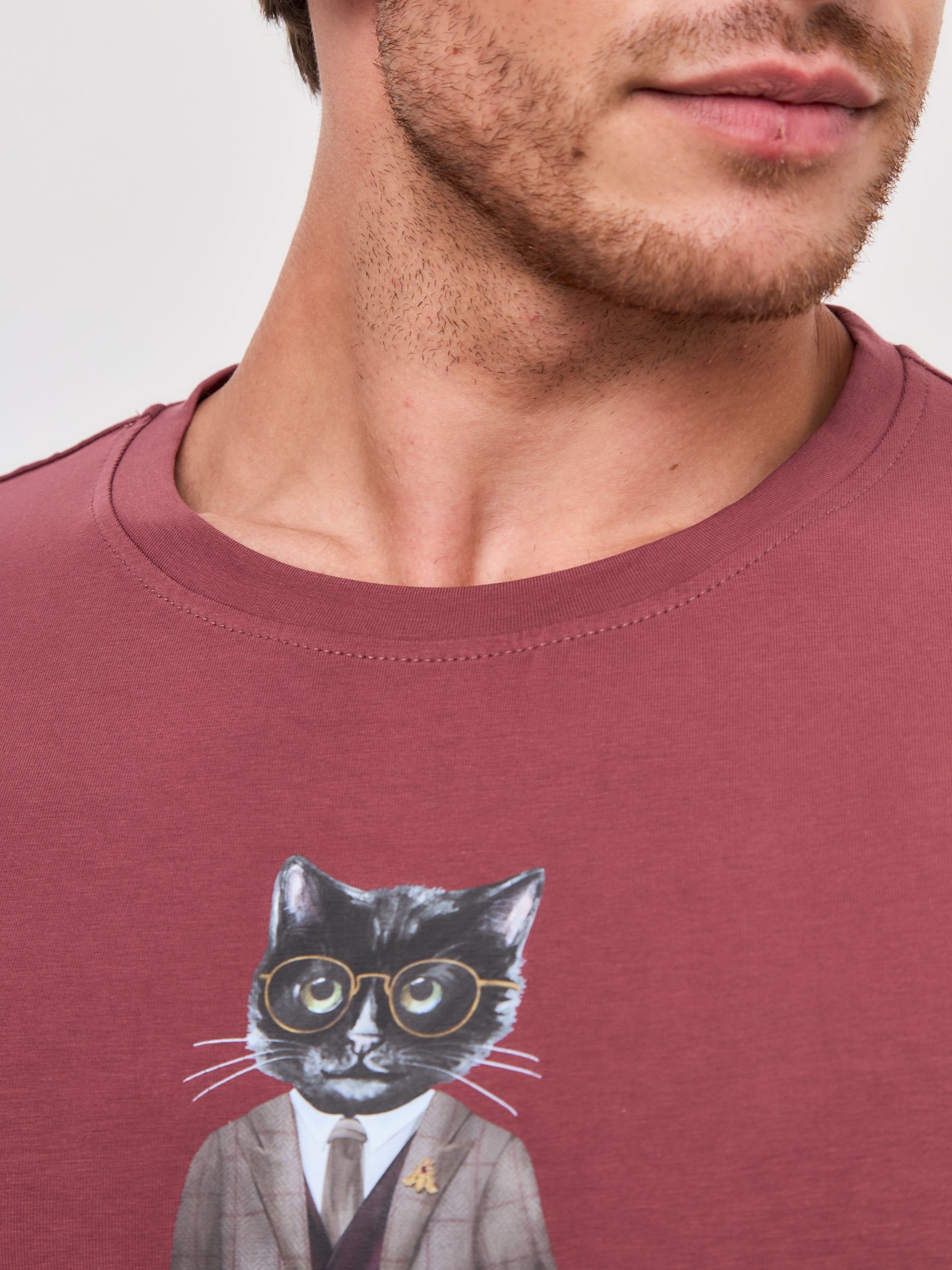 Red Printed T-shirt PROFESSOR CAT - maniita lacitta