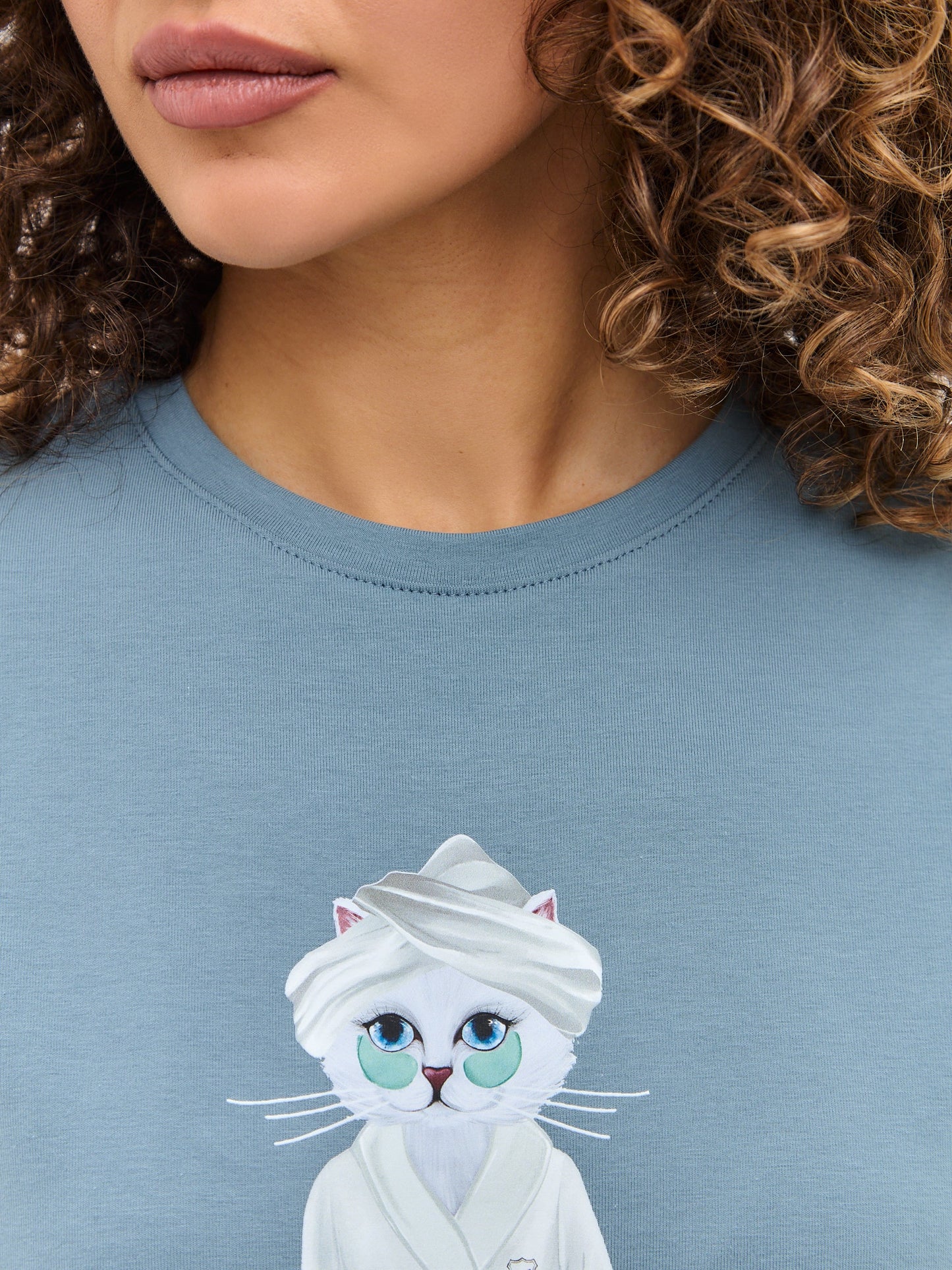 Blue Printed oversized T-shirt SPA CAT