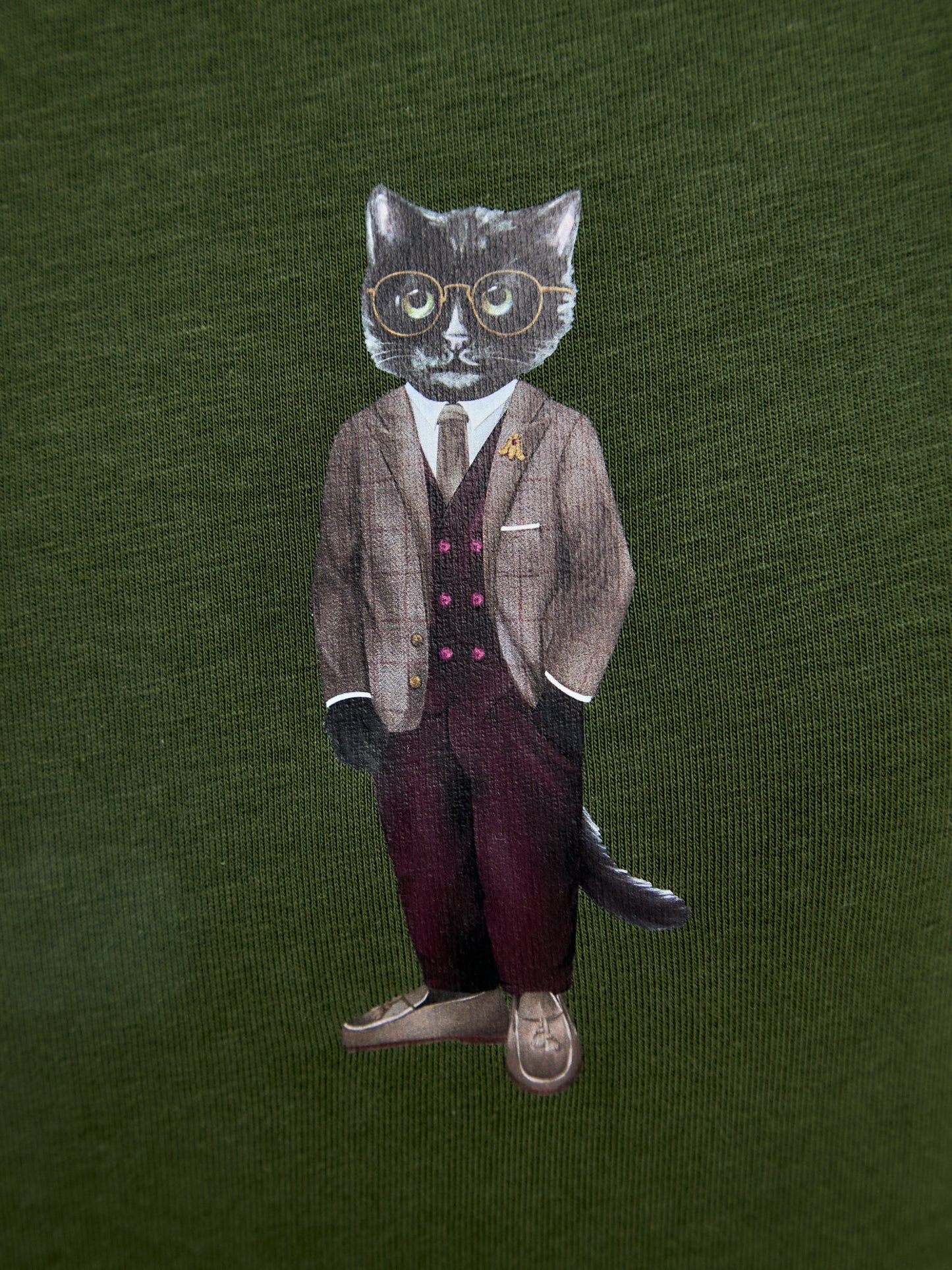 Olive Printed T-shirt PROFESSOR CAT