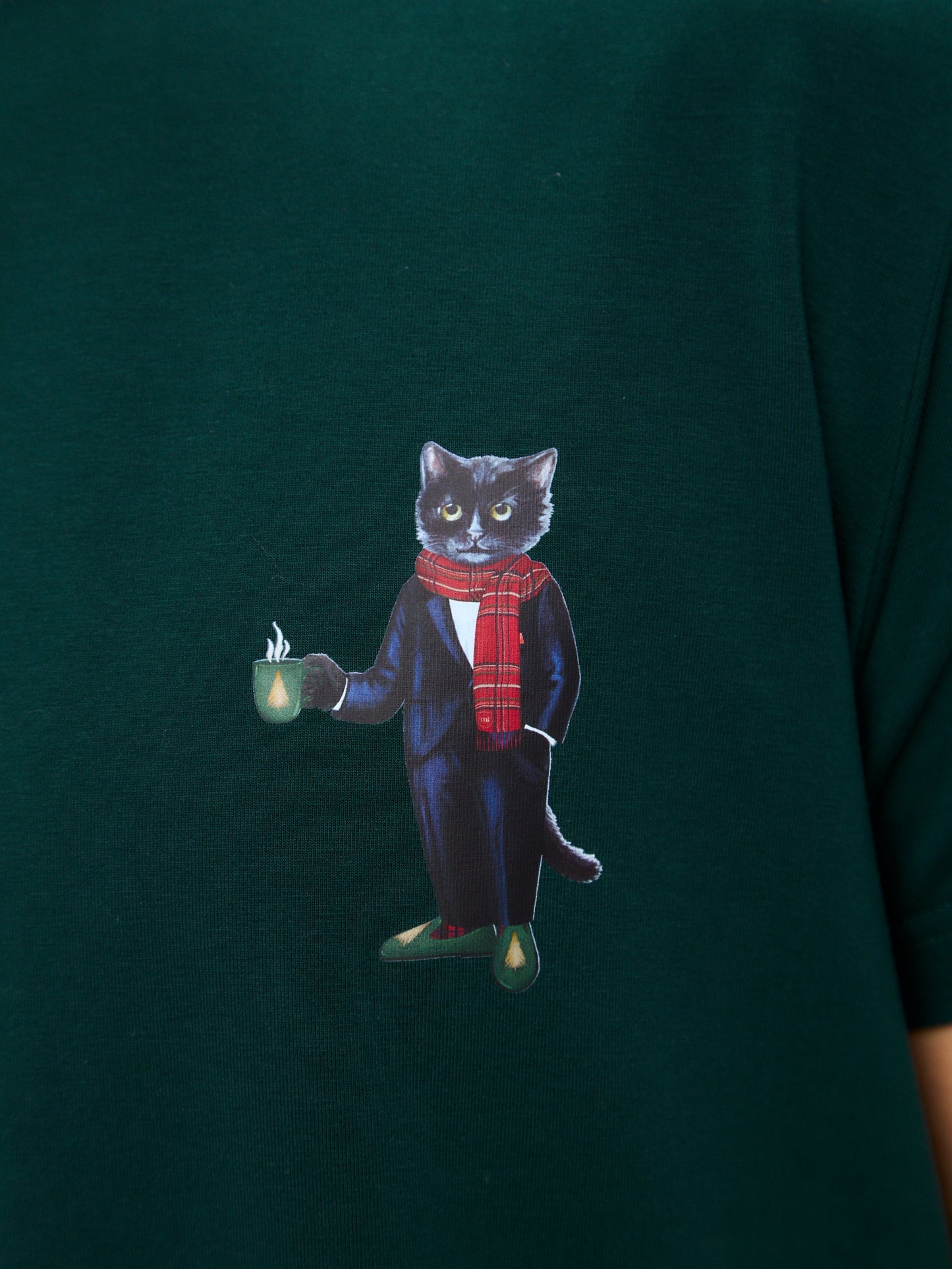 Green Printed T-shirt NEW YEAR CAT