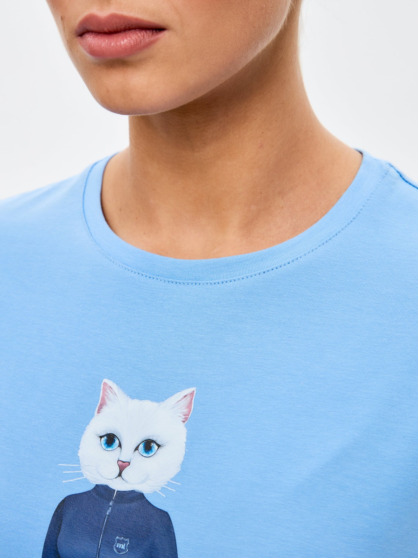 Blue Printed T-shirt SPORT WHITE CAT