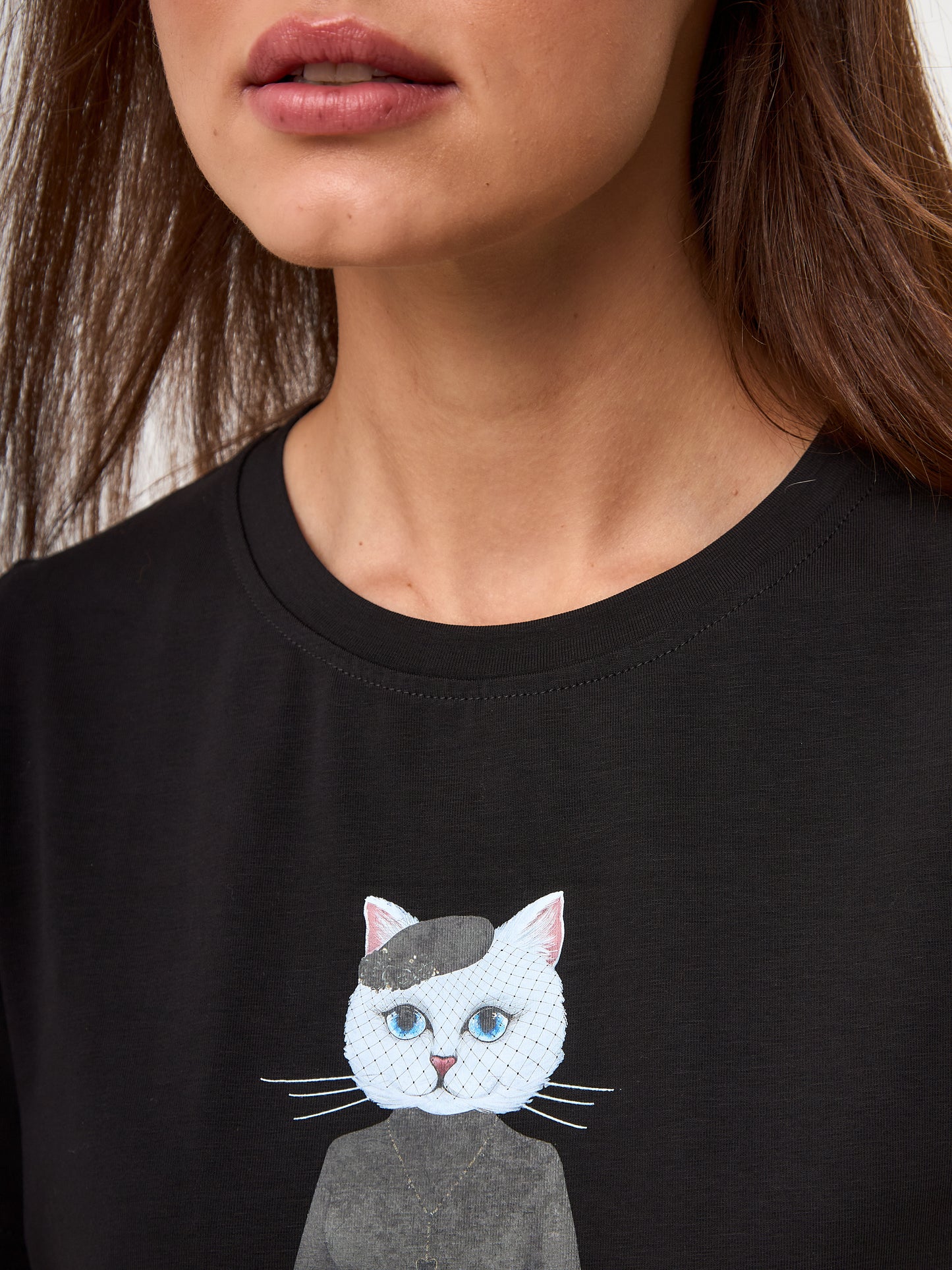 Black Printed T-shirt  CAT IN BLACK