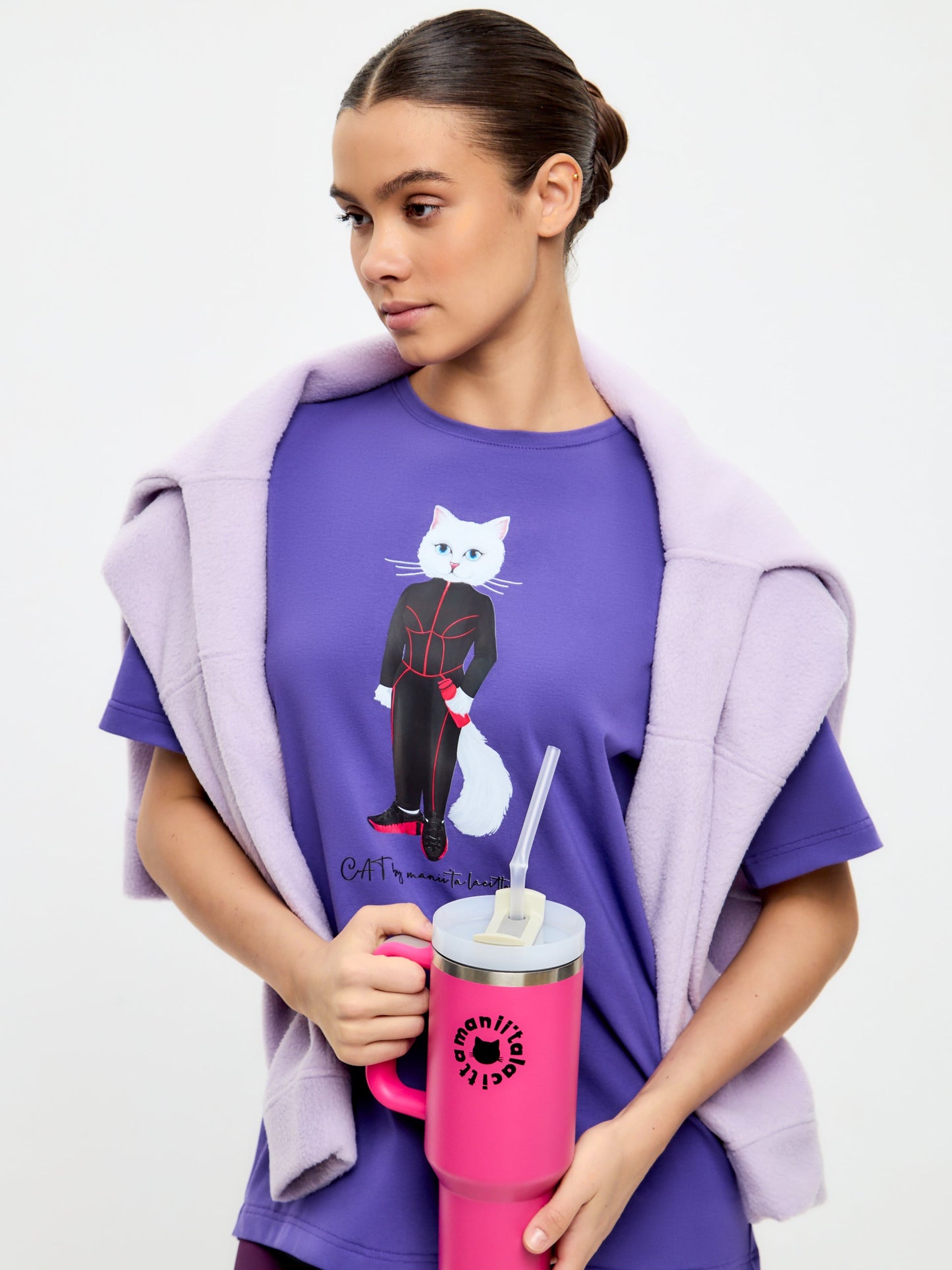 Purple Printed oversized T-shirt SPORT CAT