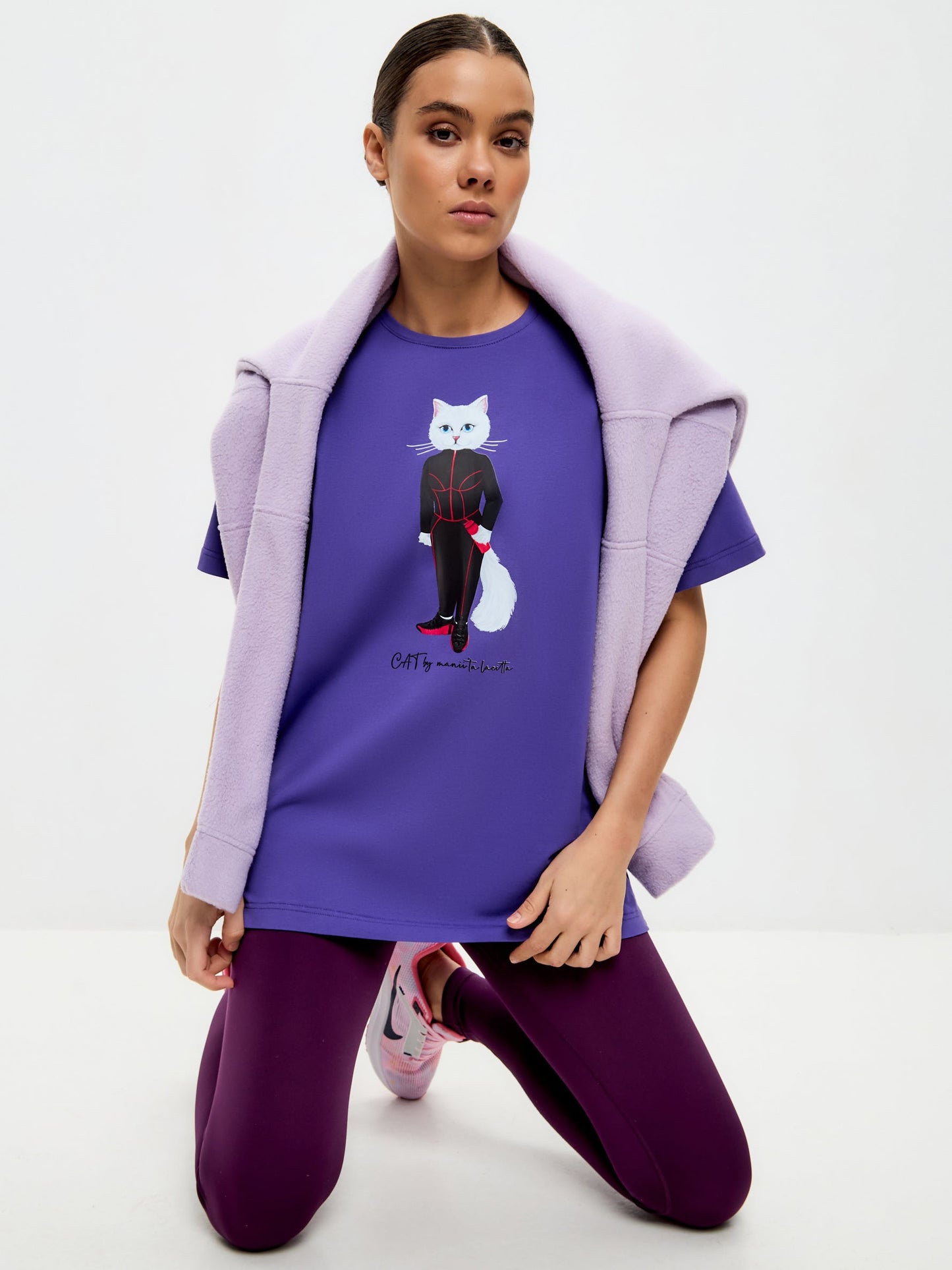 Purple Printed oversized T-shirt SPORT CAT