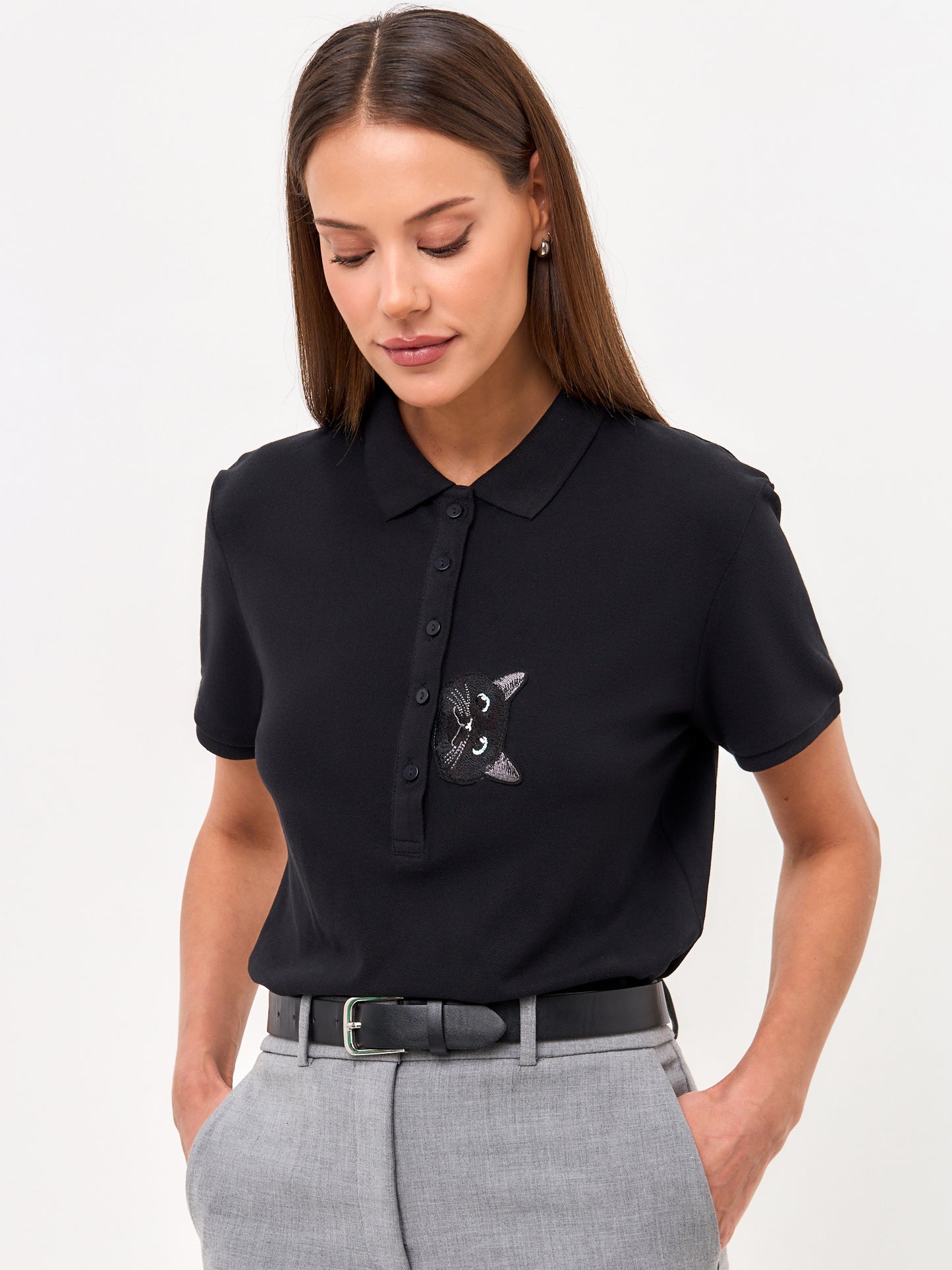 Black Polo T-shirt CAT