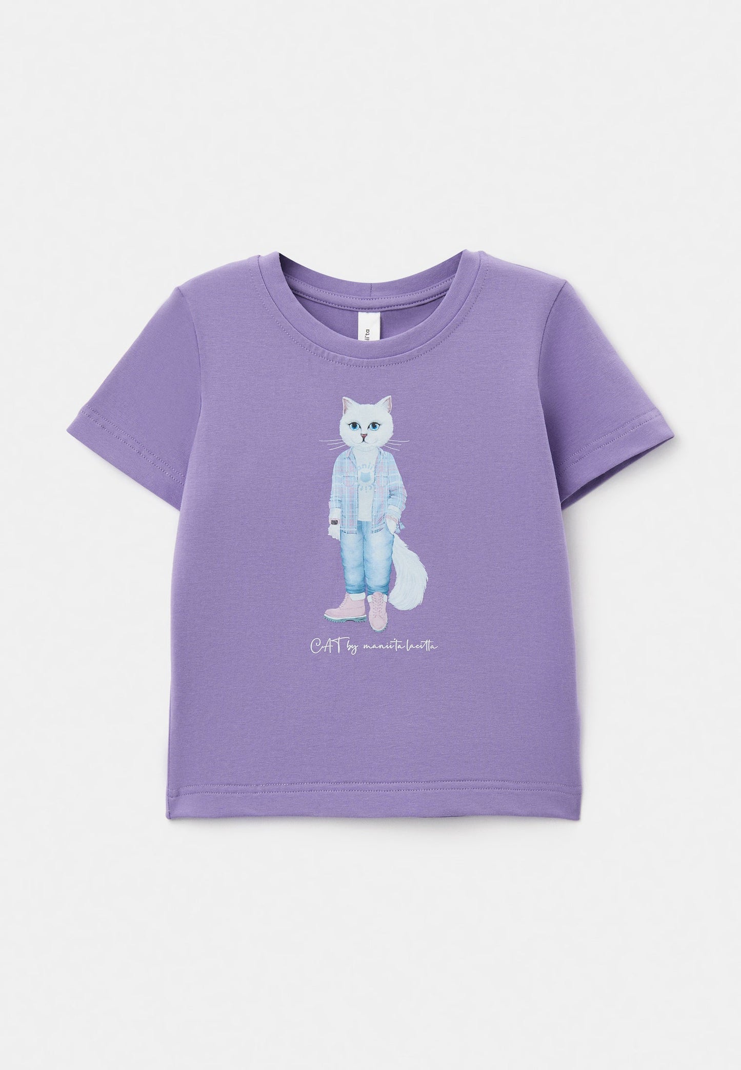 Purple Printed T-shirt WHITE COUNTRY CAT