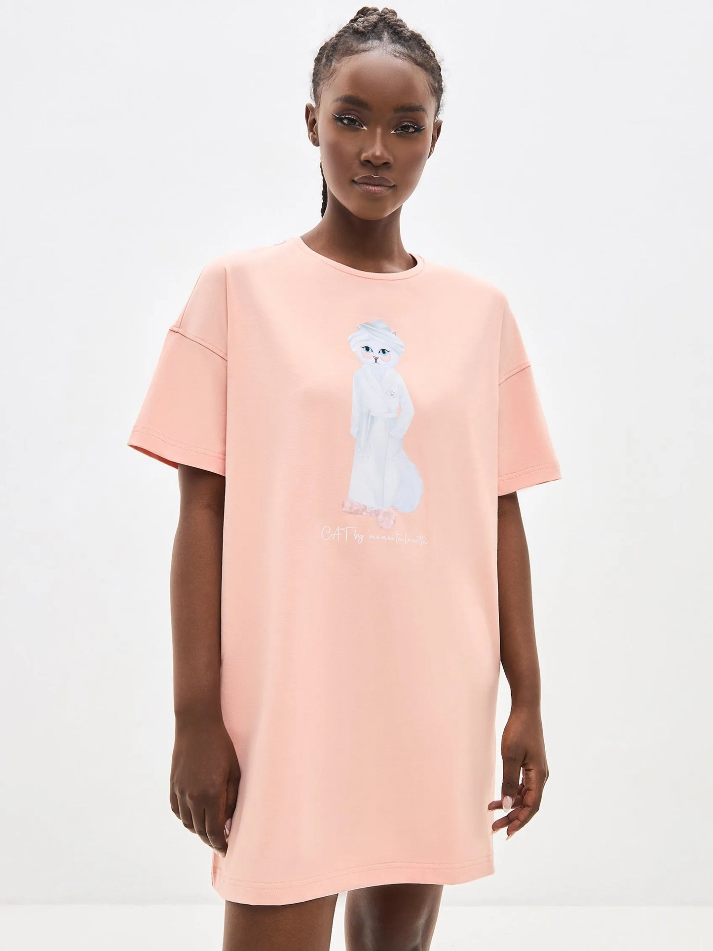 Beige Printed oversized T-shirt SPA CAT - maniita lacitta