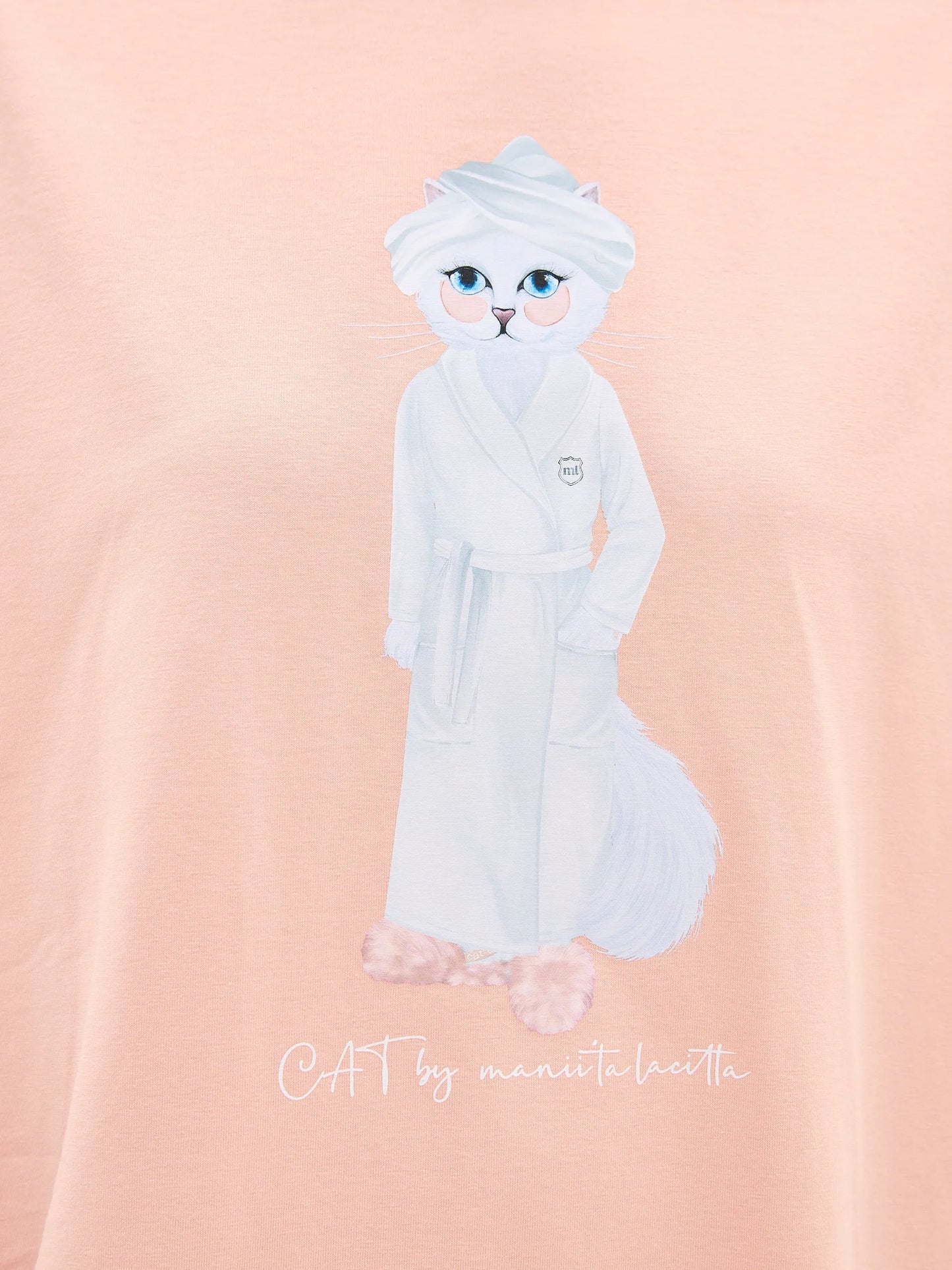 Beige Printed oversized T-shirt SPA CAT - maniita lacitta