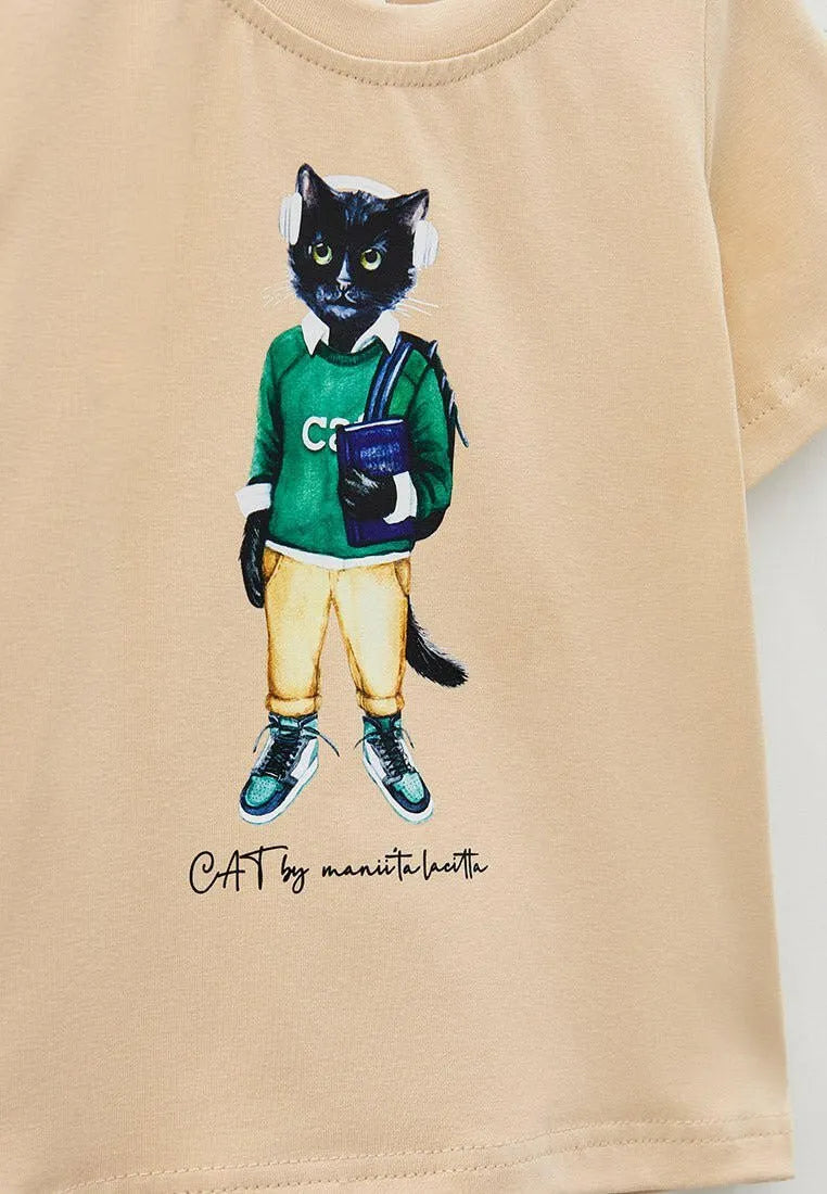 Printed T-shirt SCHOOL CAT - Maniita Lacitta