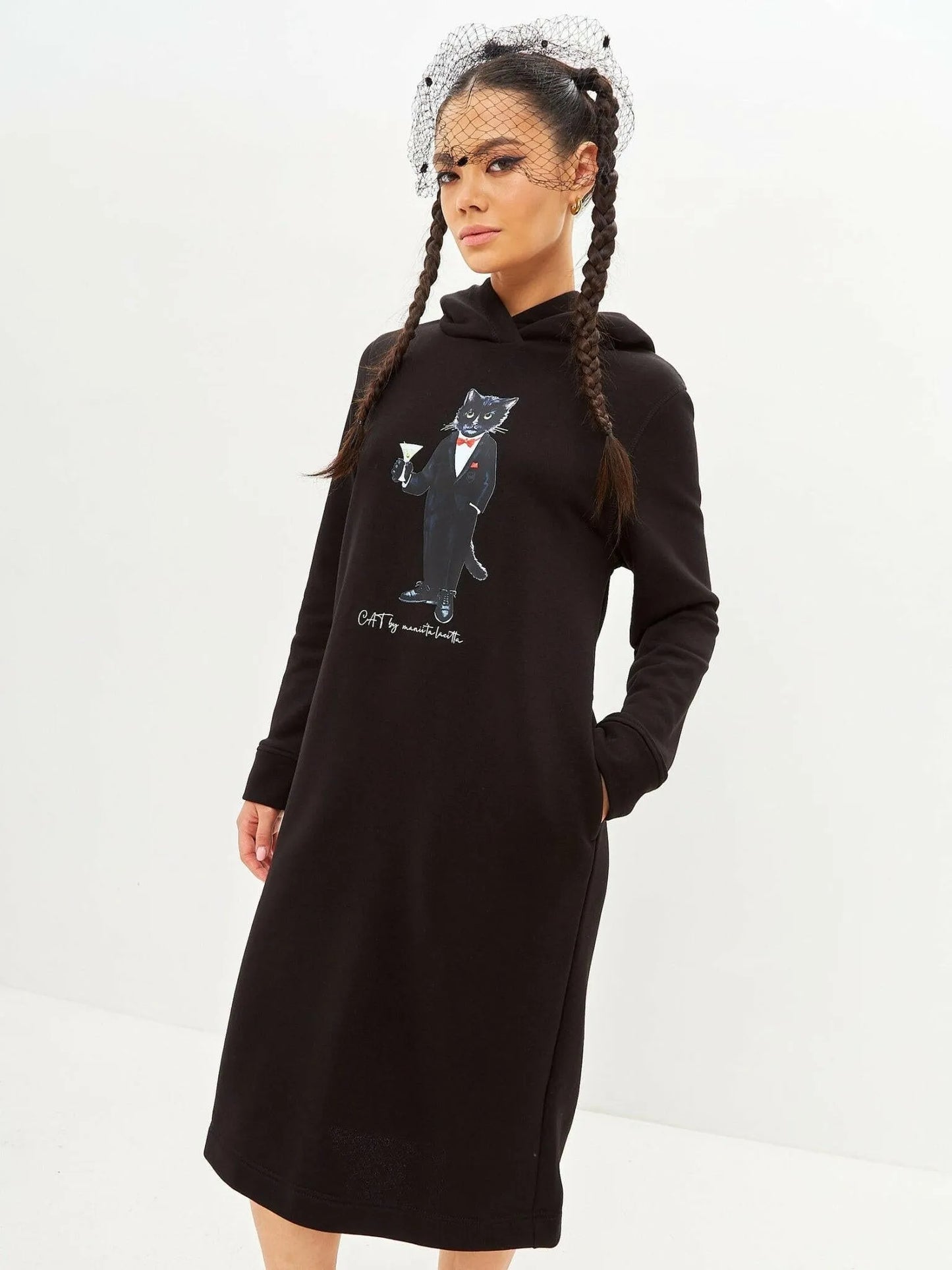 Printed Hoodie Dress DANDY CAT - Maniita Lacitta