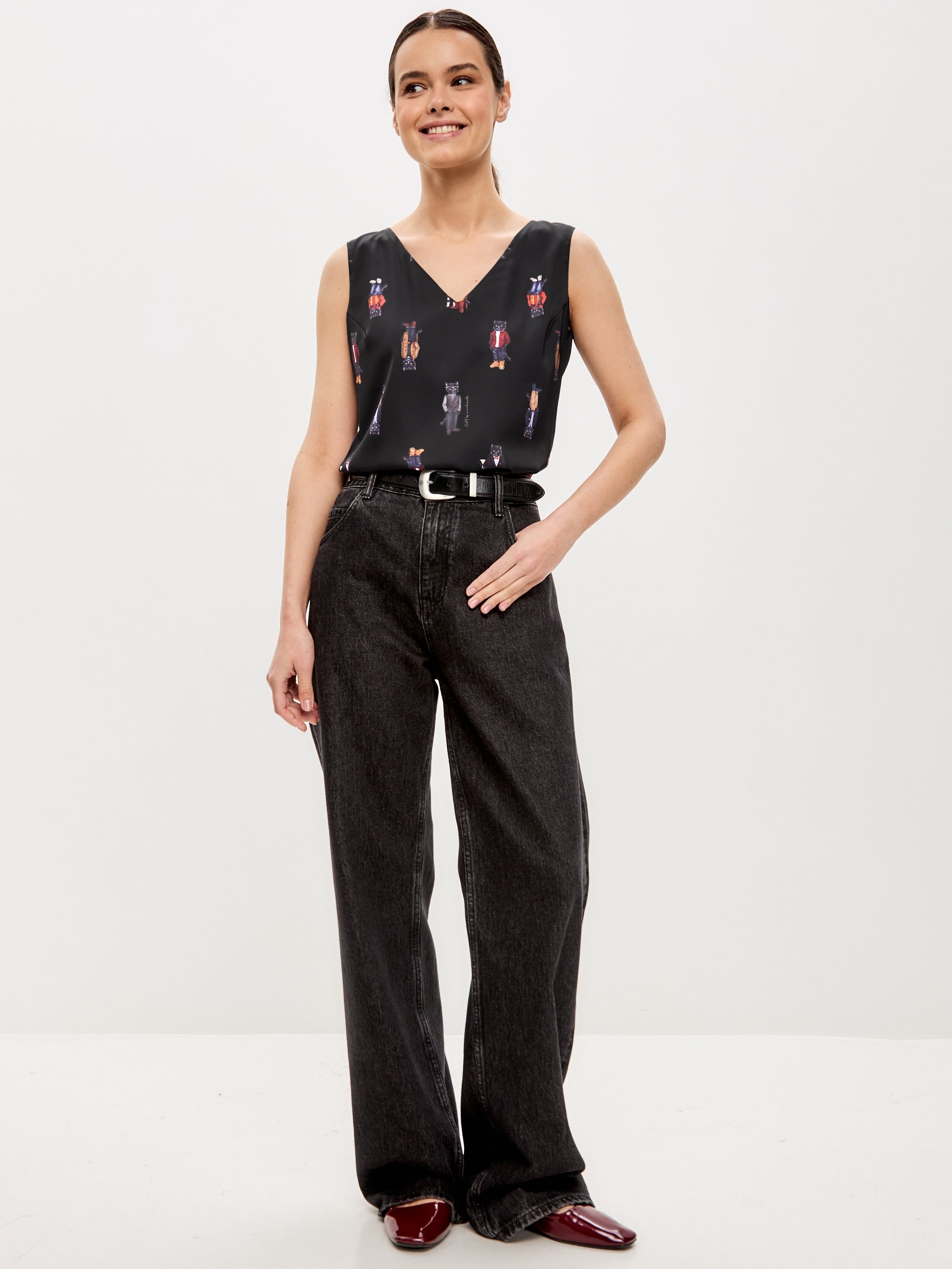 Black Silk Top CAT - Maniita Lacitta