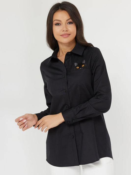 Black women's shirt CAT - Maniita Lacitta