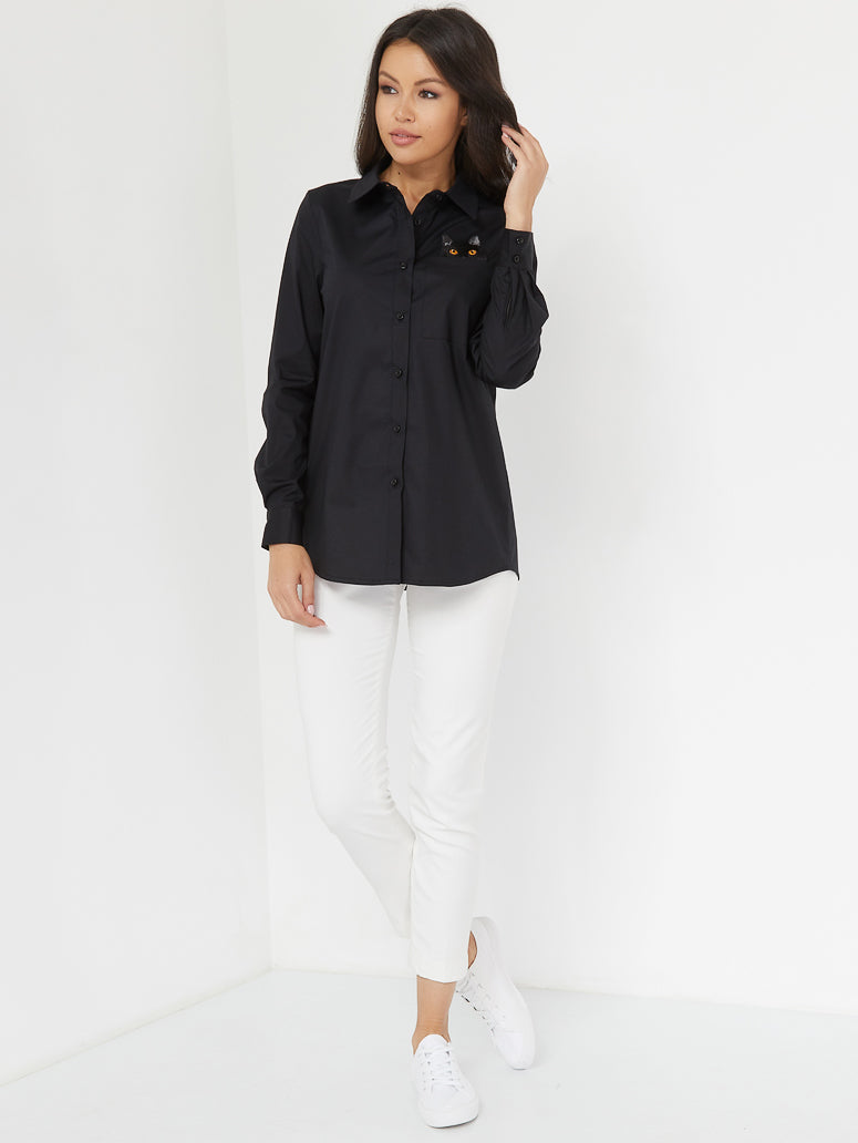 Black women's shirt CAT - Maniita Lacitta