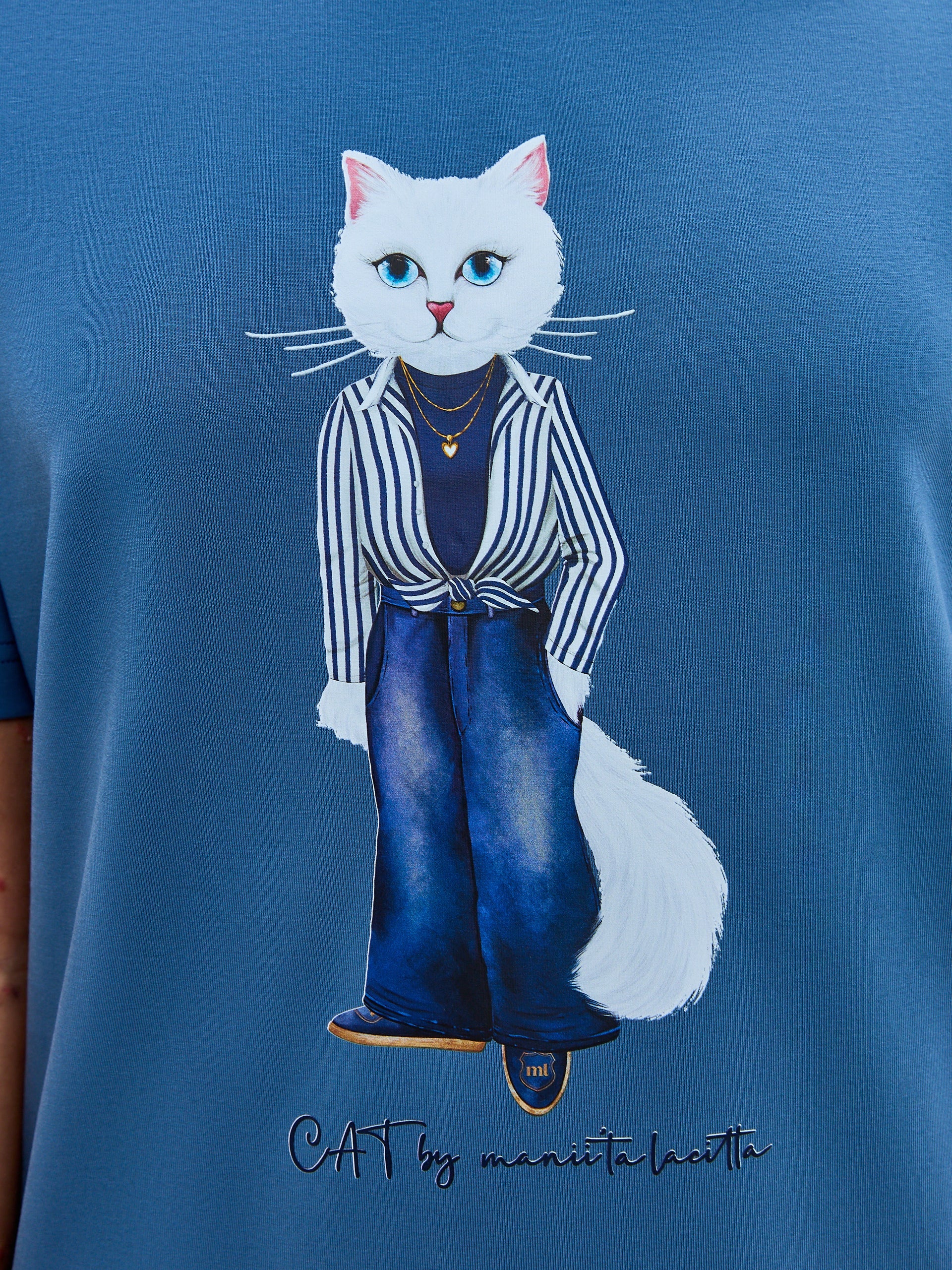 Blue Printed Dress COUNTRY WHITE CAT - Maniita Lacitta