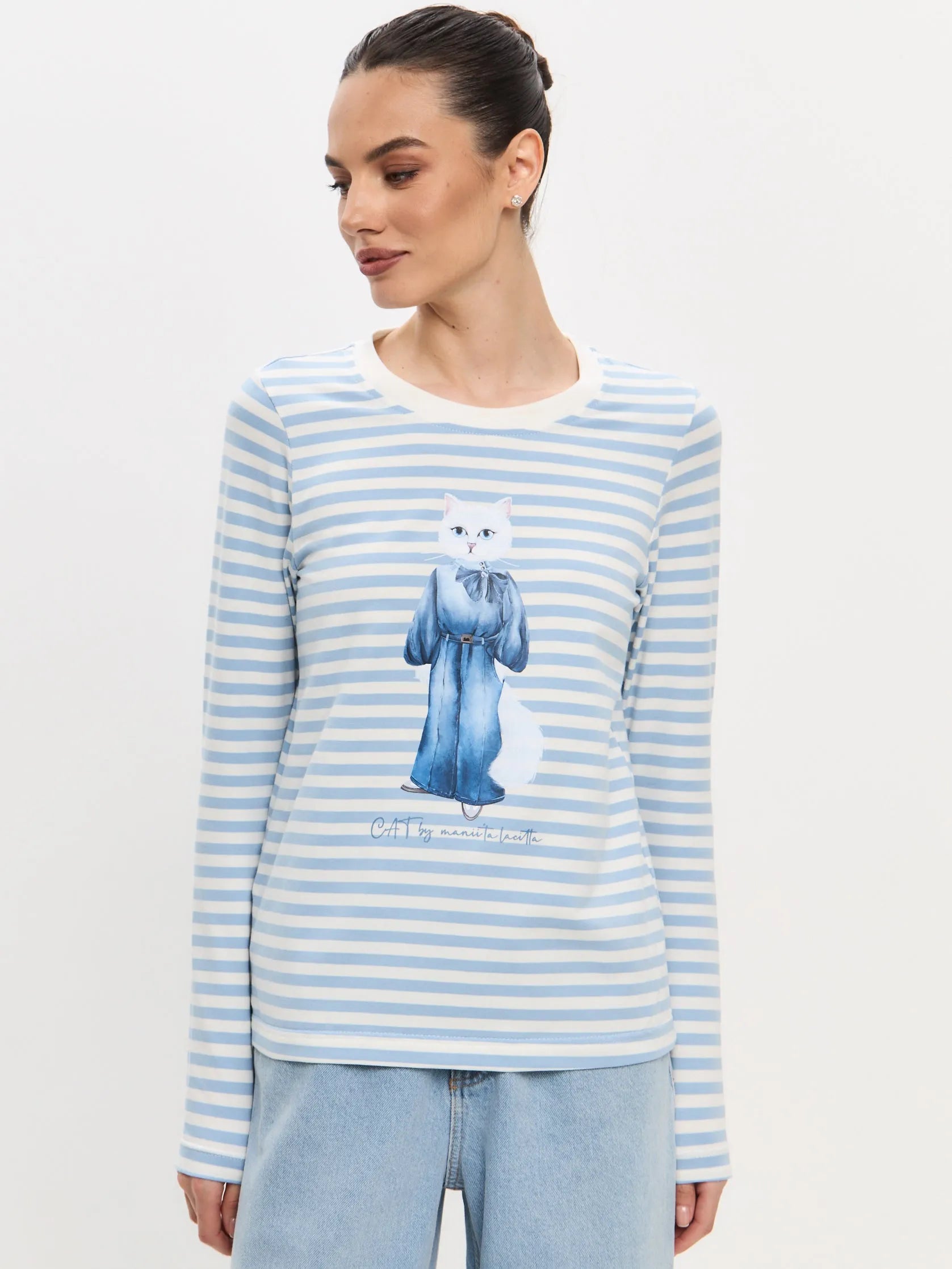 Blue Printed Longsleeve DENIM CAT - Maniita Lacitta