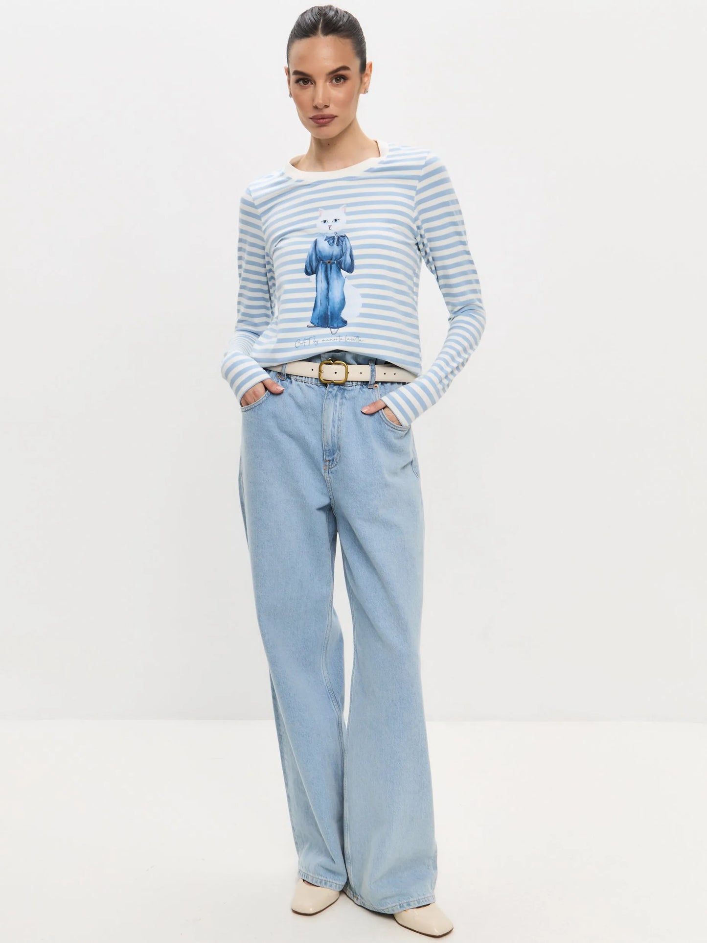 Blue Printed Longsleeve DENIM CAT - Maniita Lacitta