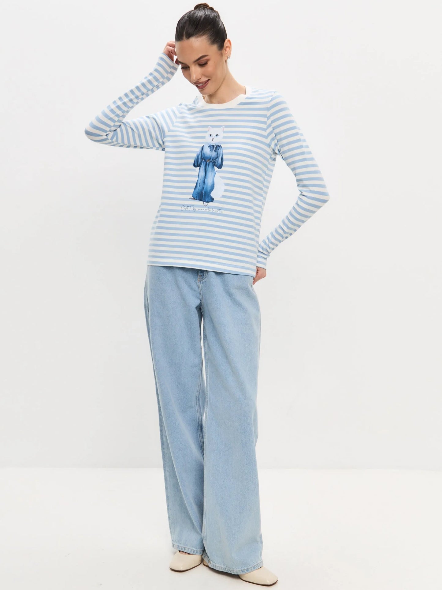 Blue Printed Longsleeve DENIM CAT - Maniita Lacitta