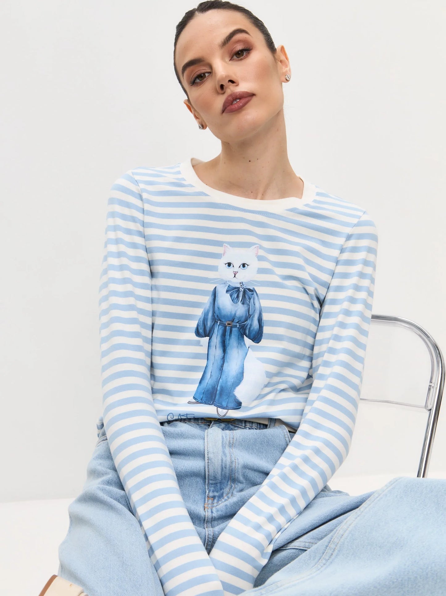 Blue Printed Longsleeve DENIM CAT - Maniita Lacitta