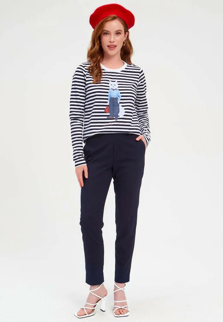 Blue Printed Longsleeve MARINER CAT - Maniita Lacitta