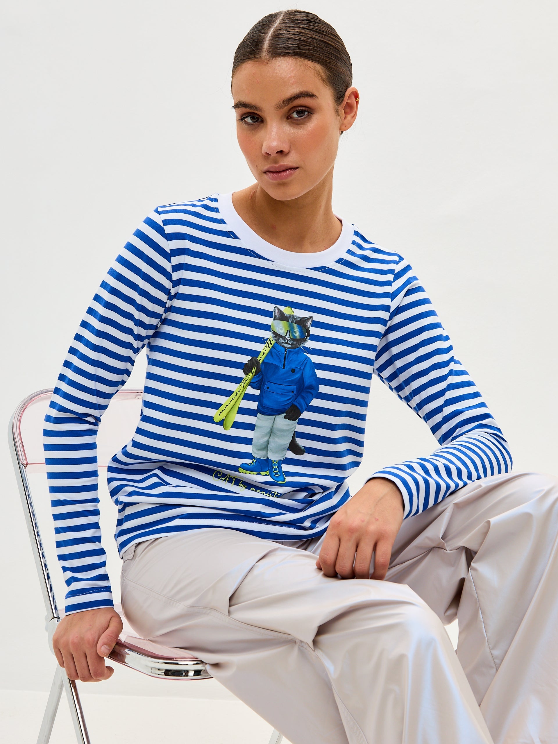 Blue Printed Longsleeve SKI CAT - Maniita Lacitta