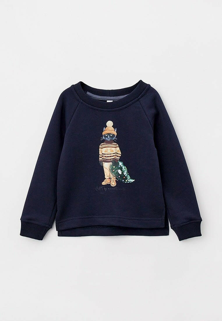 Blue Printed sweatshirt CHRISTMAS CAT - Maniita Lacitta