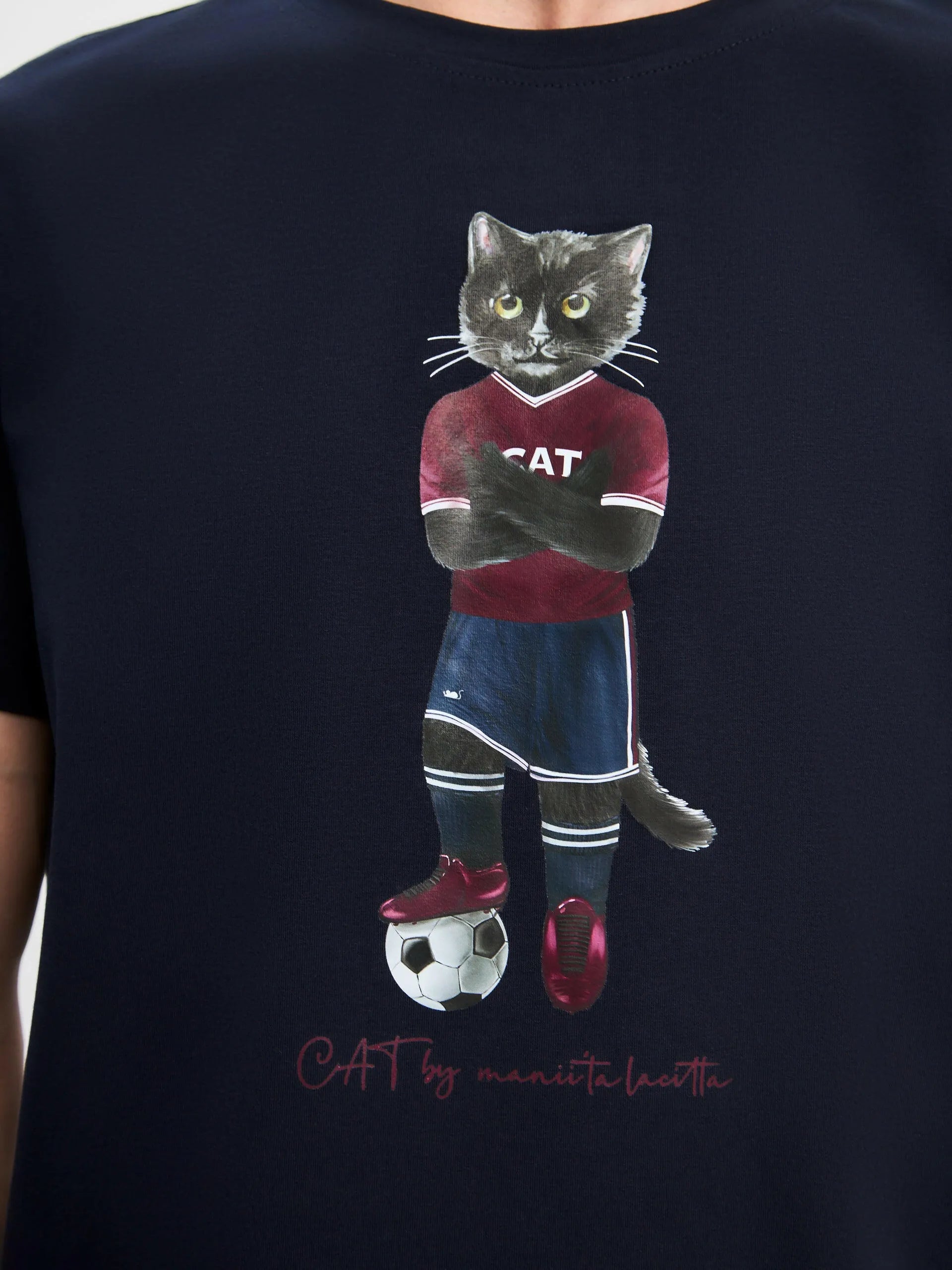 Blue Printed T-shirt FOOTBALL CAT Maniita Lacitta.