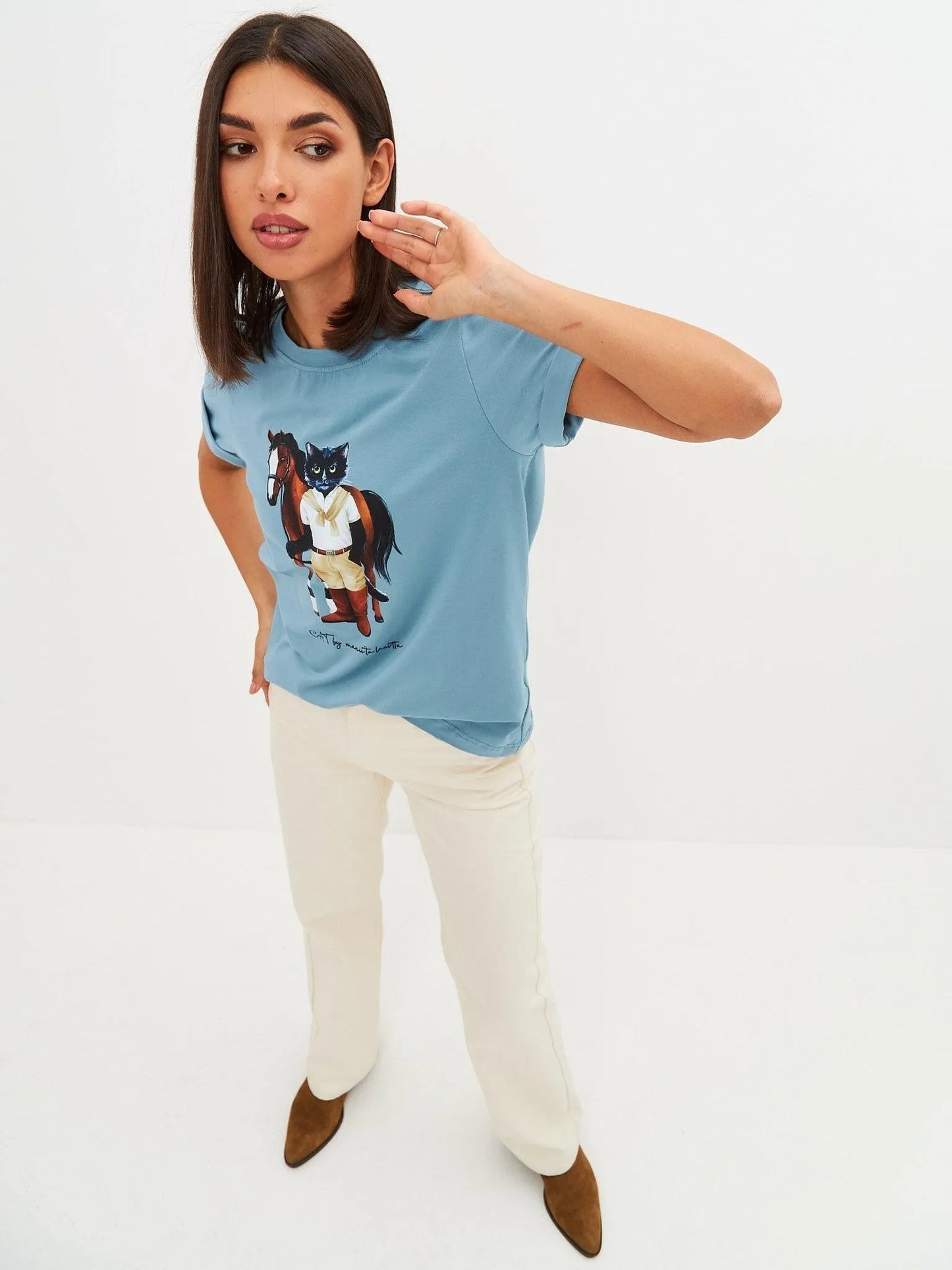 Printed T-shirt RIDER CAT - Maniita Lacitta