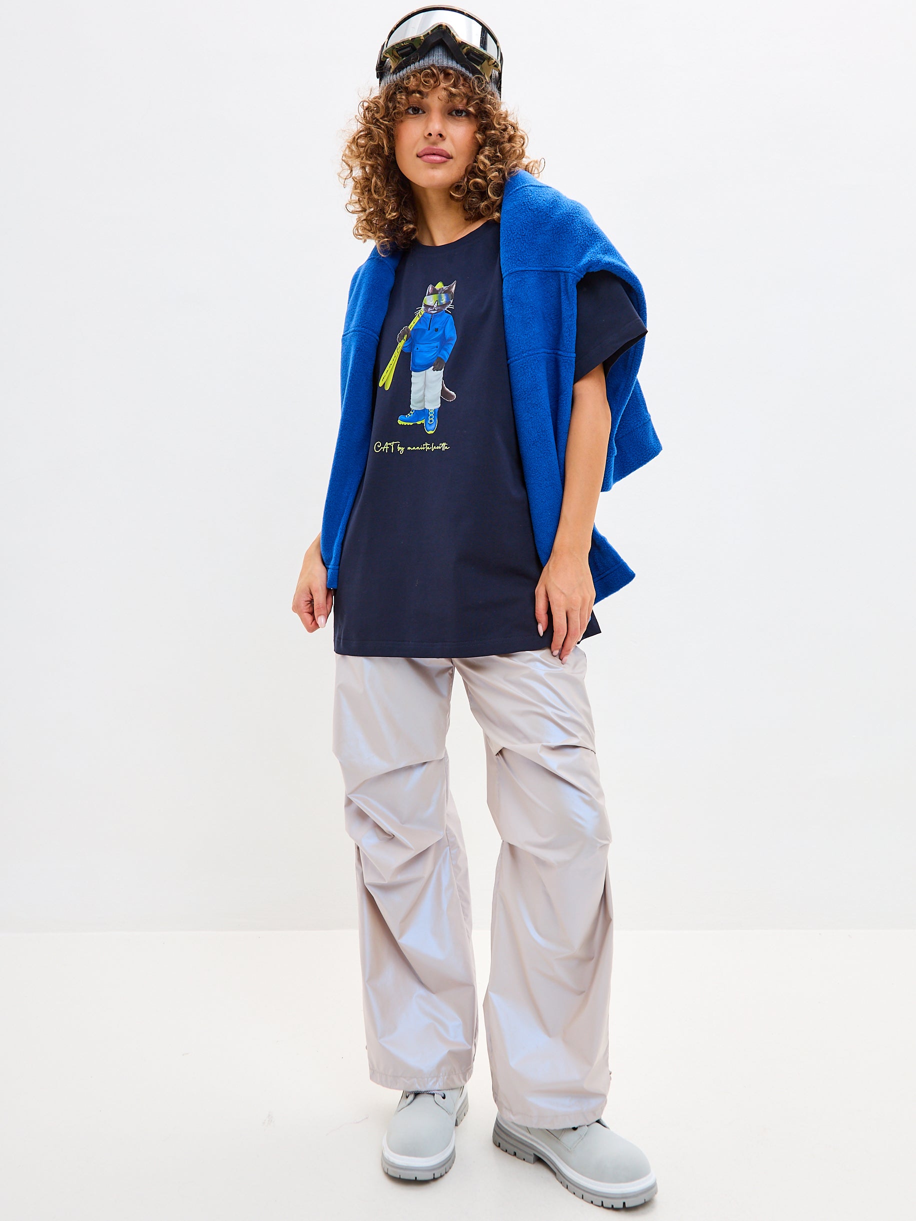 Blue Printed T-shirt SKI CAT - Maniita Lacitta