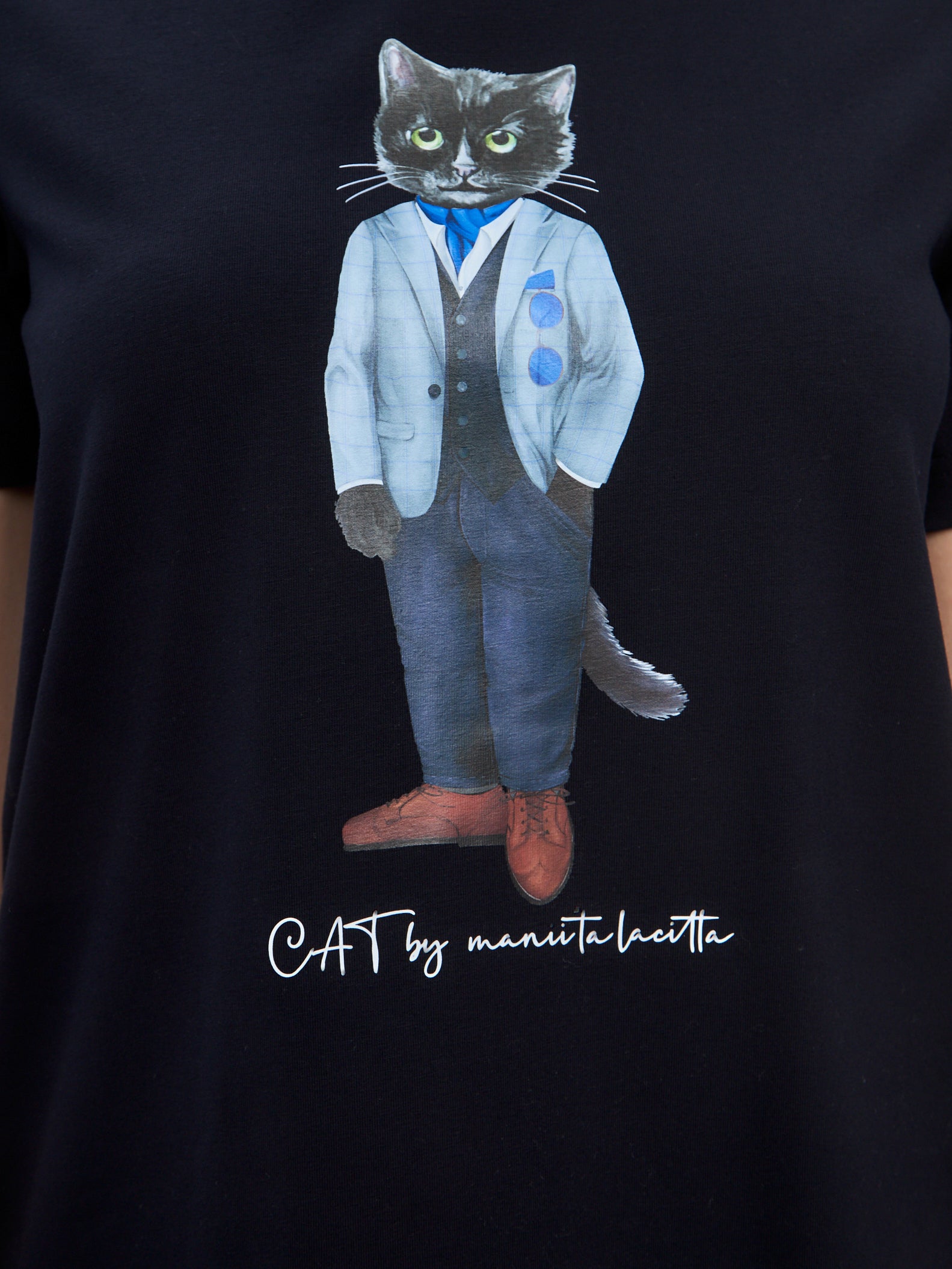 Blue Printed T-shirt SUIT CAT - Maniita Lacitta