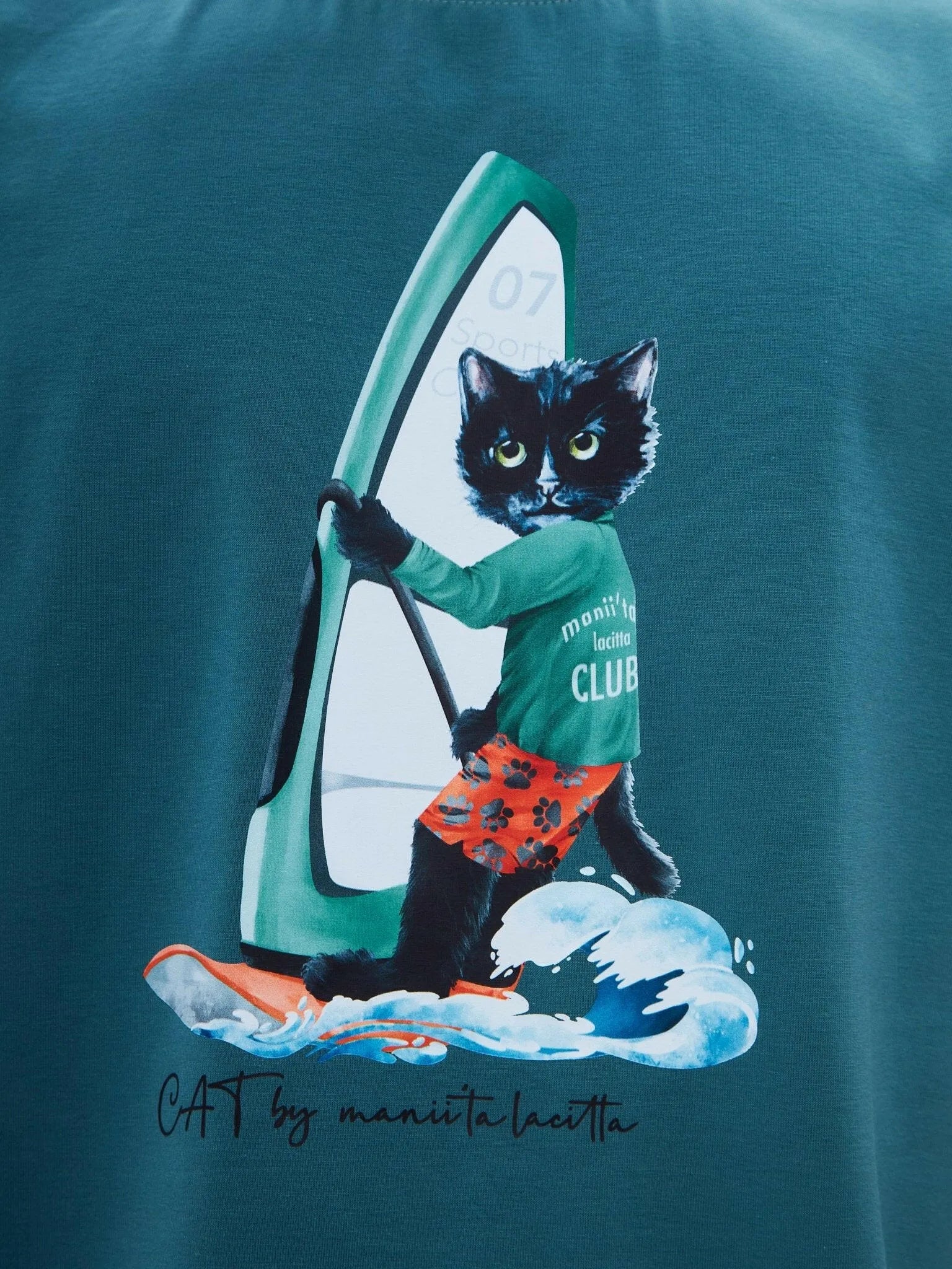 Printed T-shirt SURFER CAT - Maniita Lacitta