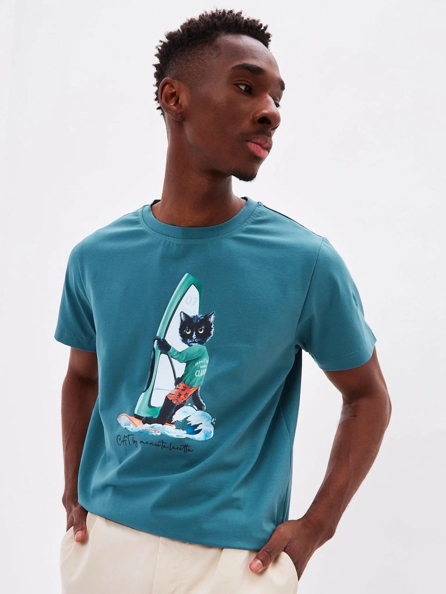 Printed T-shirt SURFER CAT - Maniita Lacitta