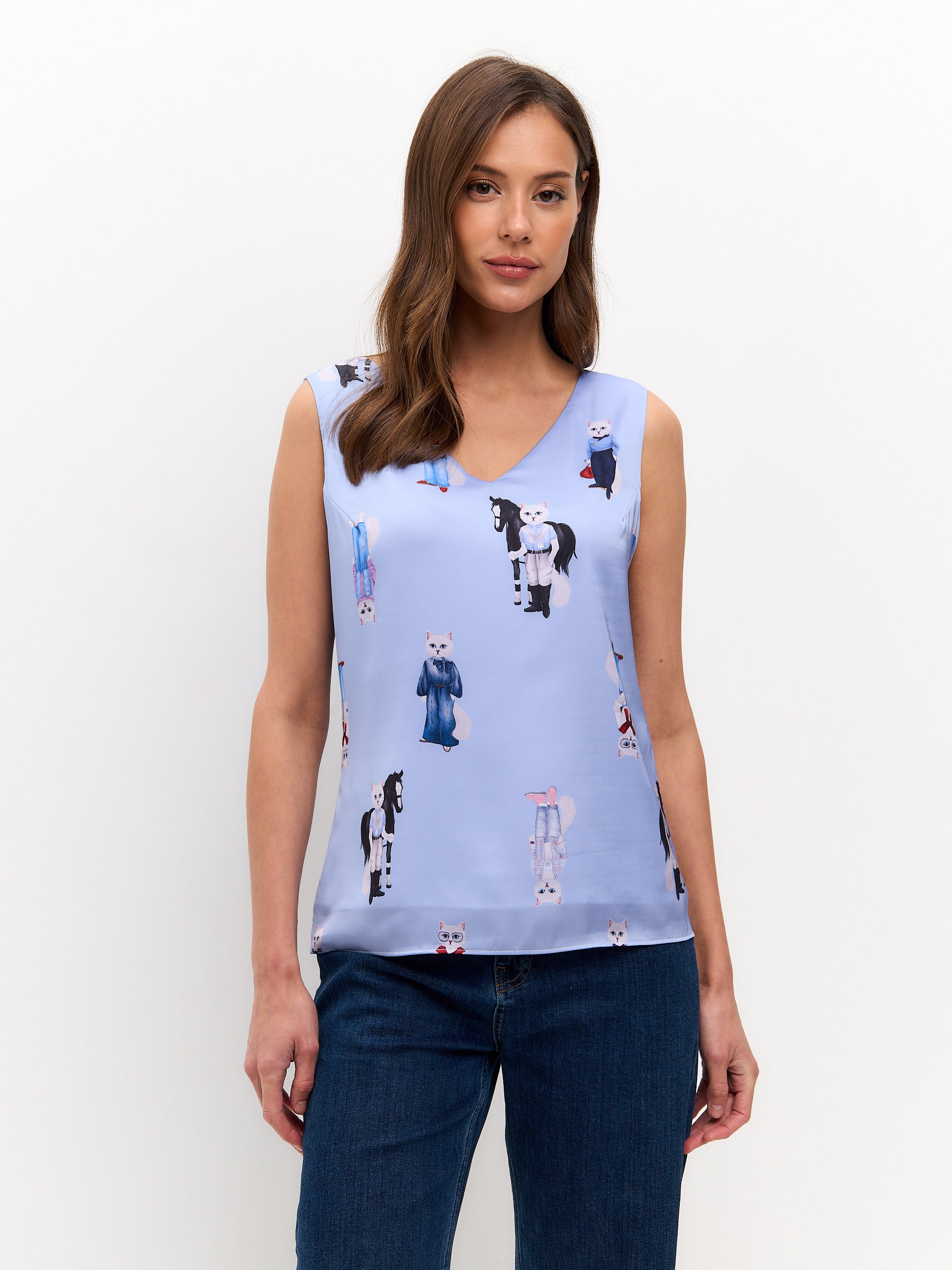 Blue Silk Top CAT - Maniita Lacitta