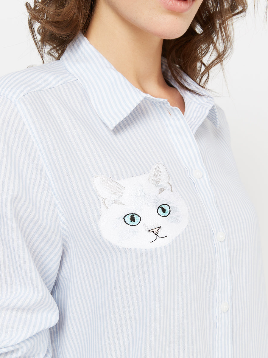 Blue women's shirt CAT - Maniita Lacitta