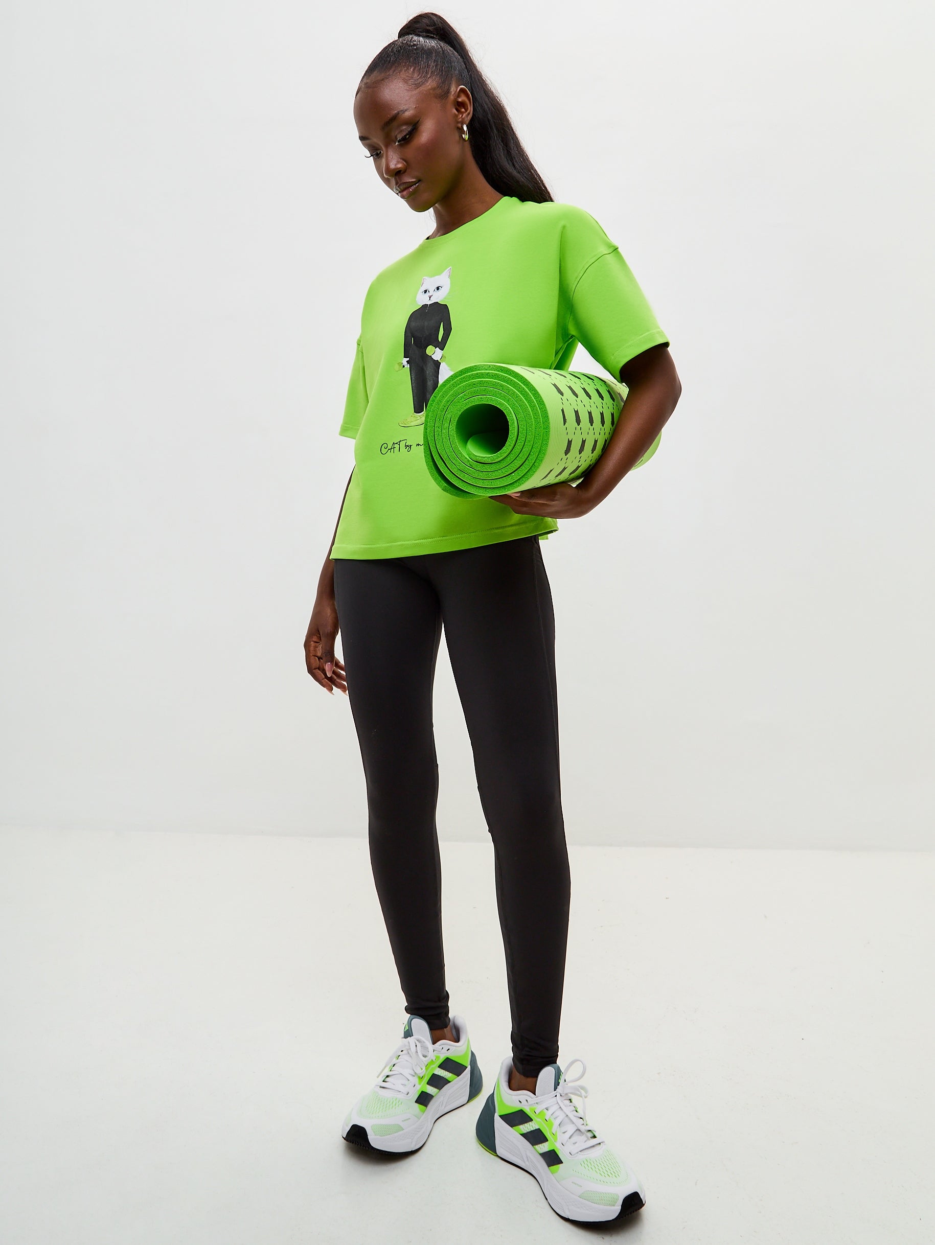 Green Printed short oversized T-shirt SPORT CAT - Maniita Lacitta