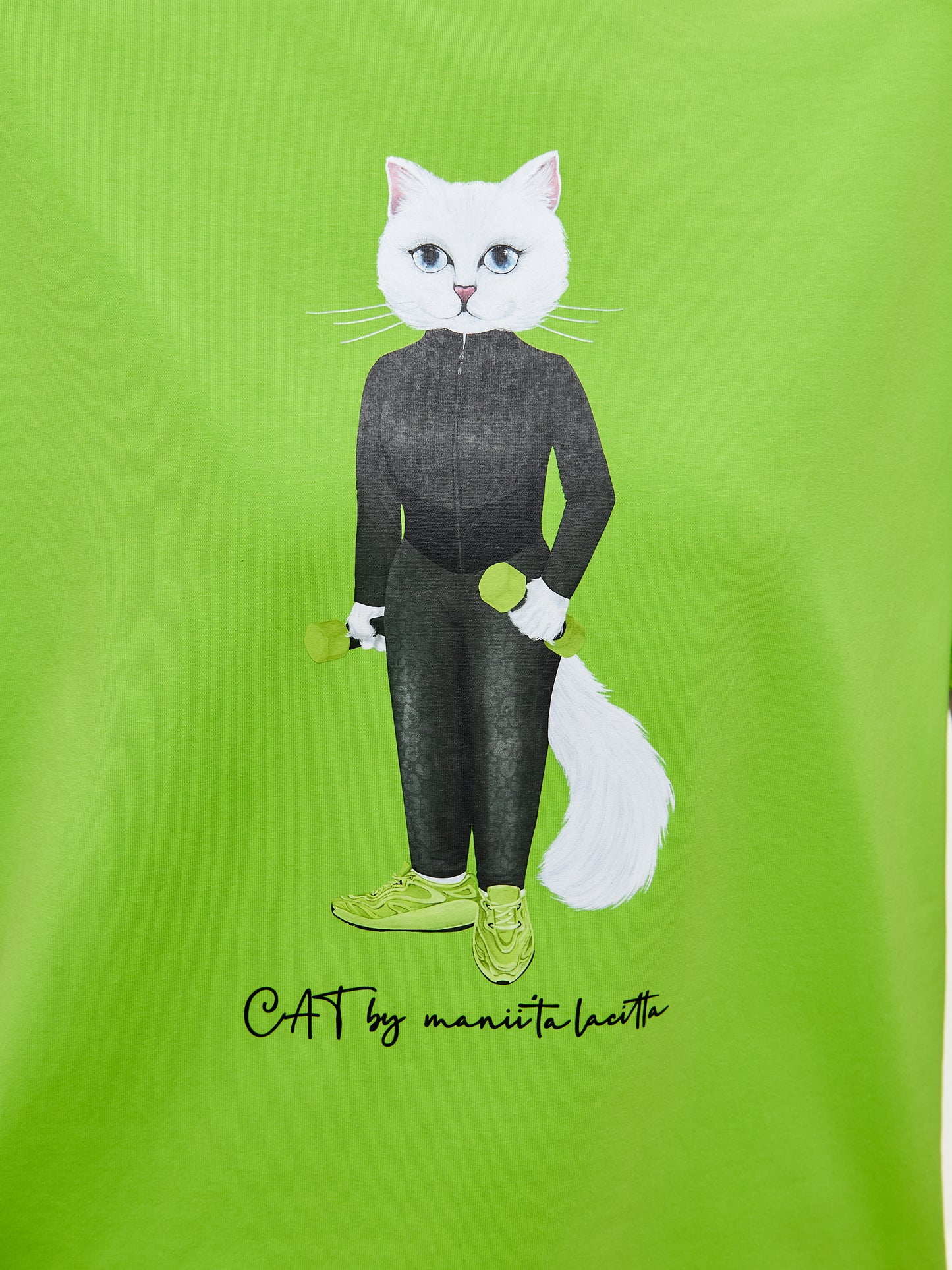 Green Printed short oversized T-shirt SPORT CAT - Maniita Lacitta