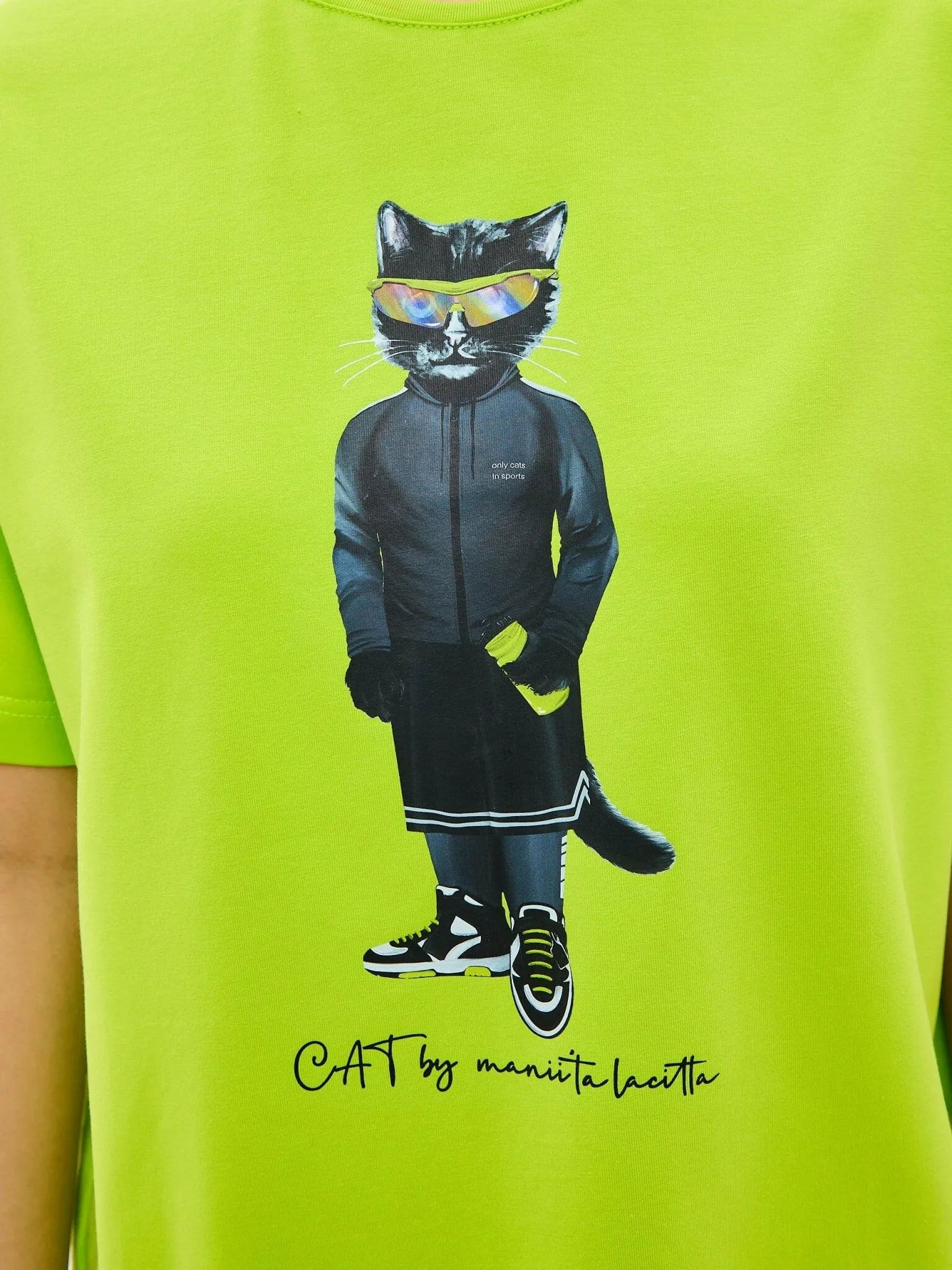 Green cat shirt hotsell