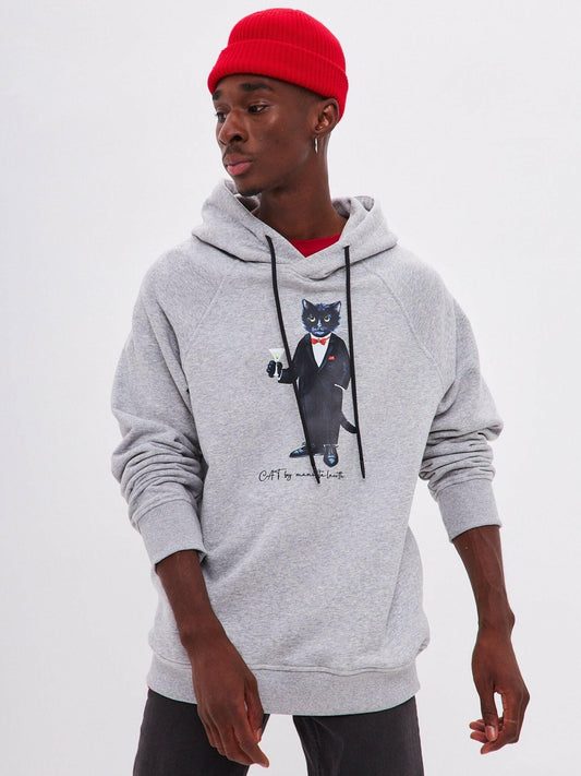 Grey Printed Hoodie DANDY CAT - Maniita Lacitta